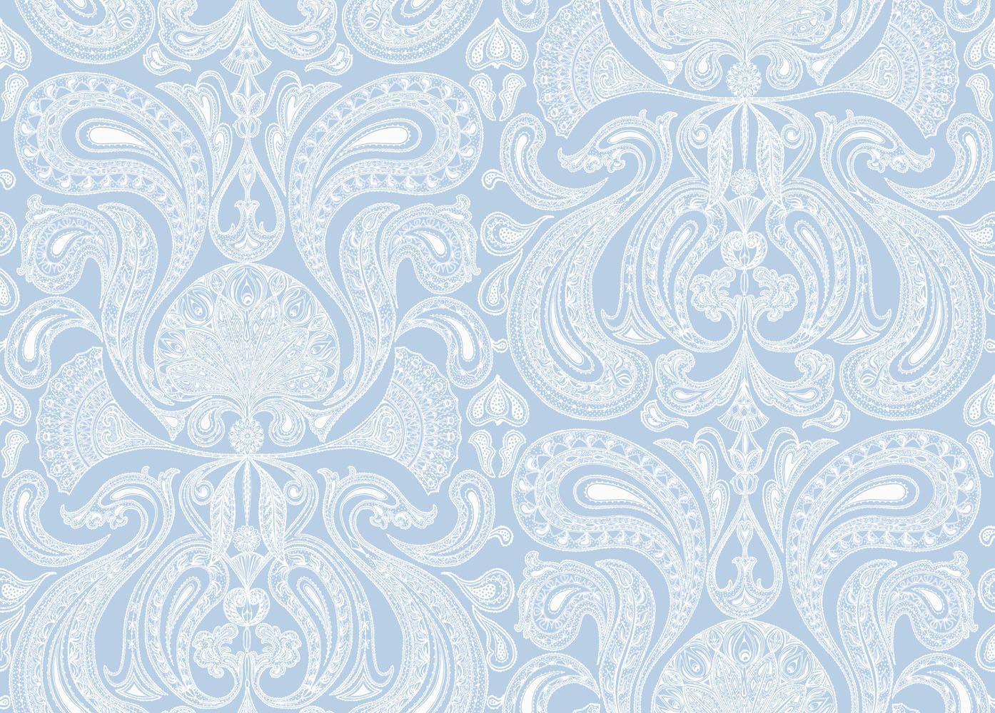 1394x1000 White Pale Blue Indian Paisley Wallpaper. Living Room Wallpaper. Cole & Son. Paisley Wallpaper, Cole And Son, Cole And Son Wallpaper