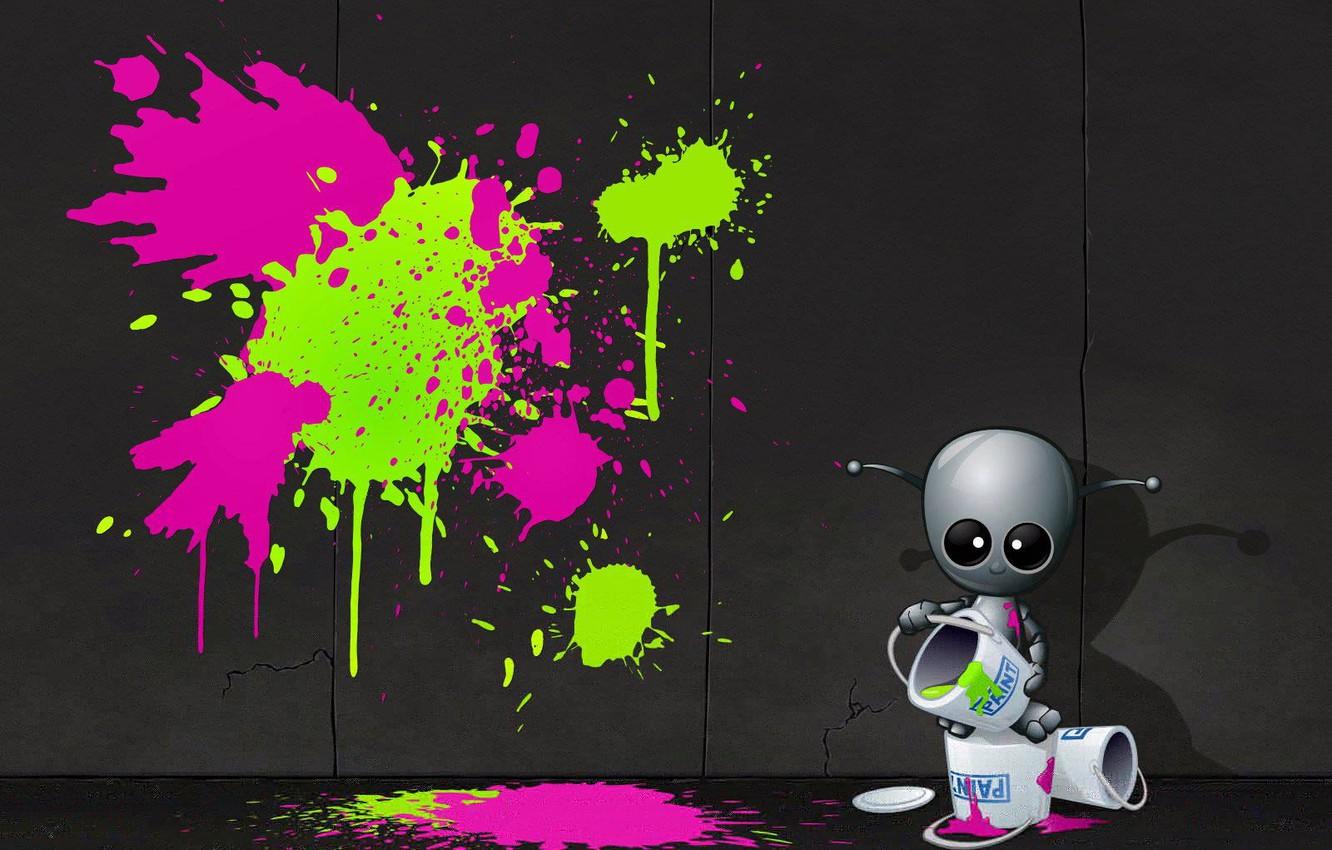 1332x850 Wallpaper wall, graffiti, paint, artist, alien image for desktop, section рендеринг