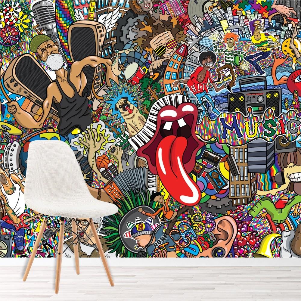 1000x1000 Graffiti Art Music Collage Wallpaper Wall Mural