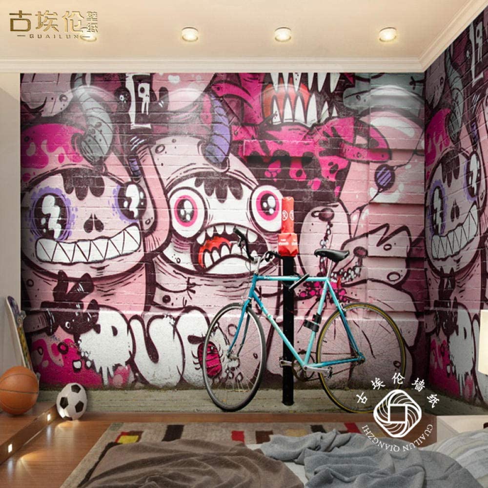 1000x1000 3D Personality Gym Graffiti Wallpaper Net Red Clothing Wallpaper Dance Studio Background Wall Hip Hop Bar Restaurant Mural 300Cmx210Cm : Everything Else