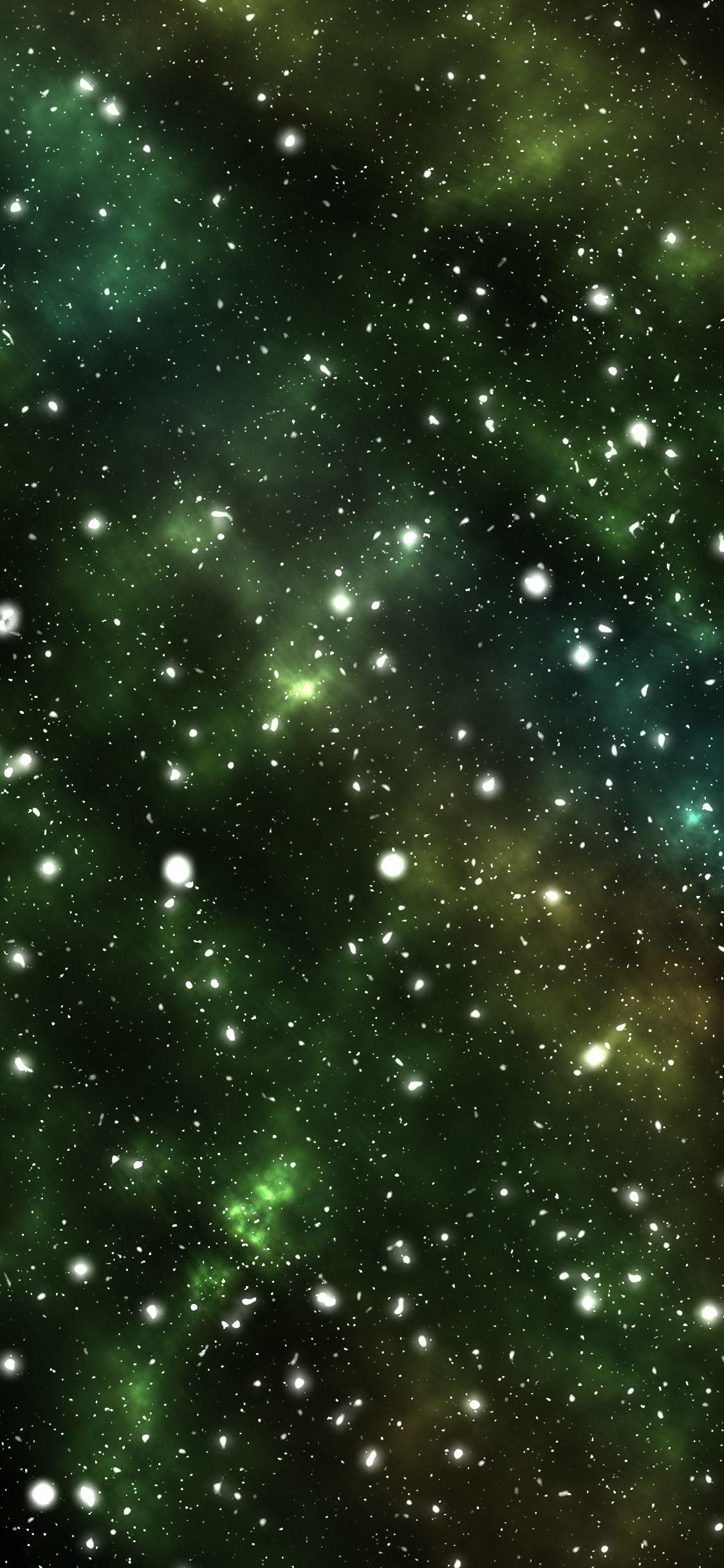 1125x2436 Green Galaxy Wallpaper 4k