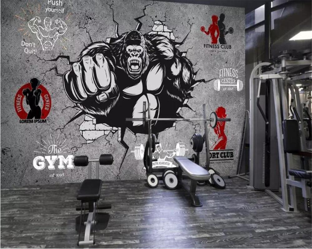 1000x800 beibehang wallpaper for walls in rolls Living room wallpaper custom creative gorilla broken wall gym background 3D wallpaper. Wallpaper