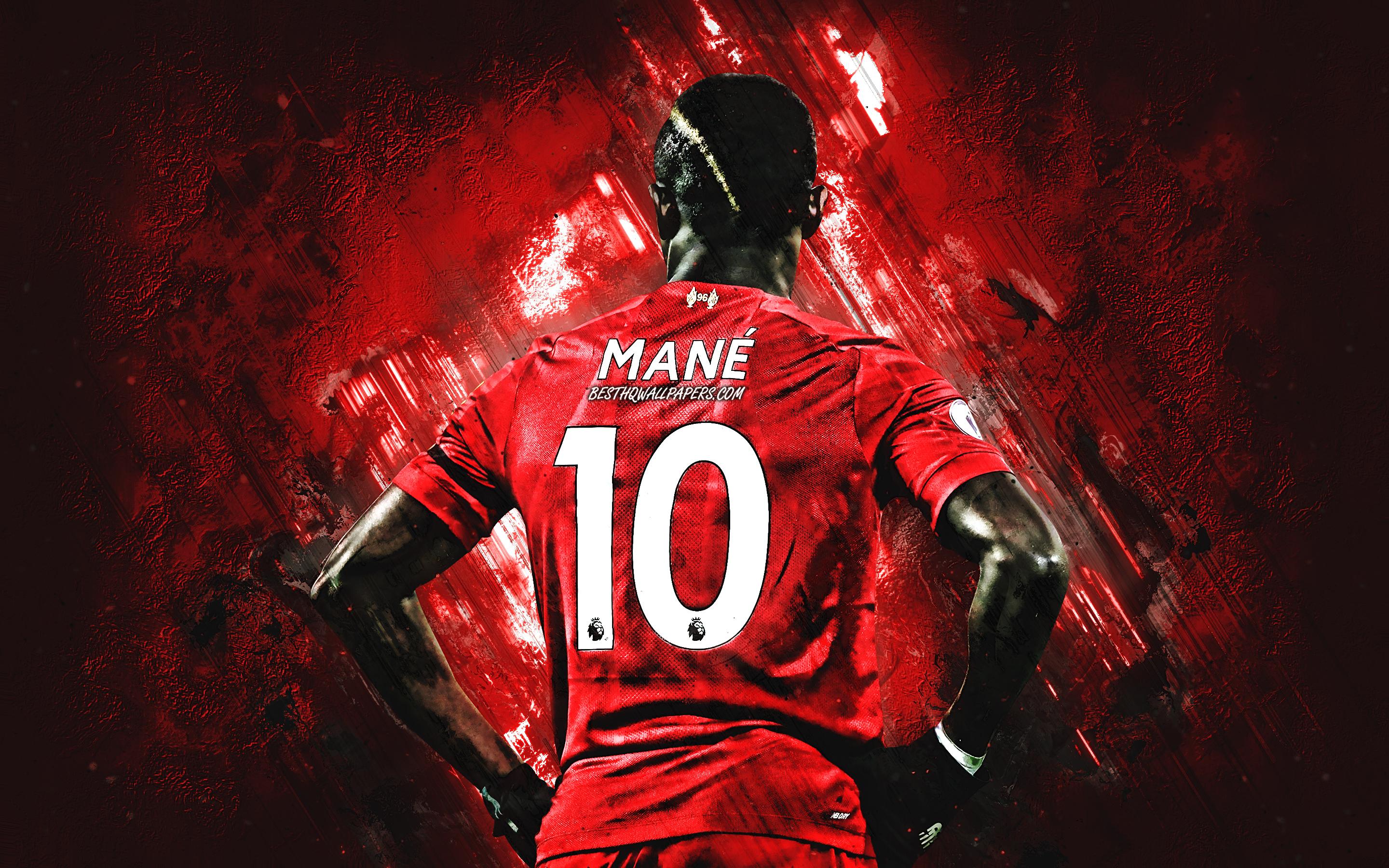 2880x1800 Download wallpaper Sadio Mane, Liverpool FC, portrait, Senegalese soccer player, midfielder, red stone background, England, football for desktop with resolution 2880x1800. High Quality HD picture wallpaper