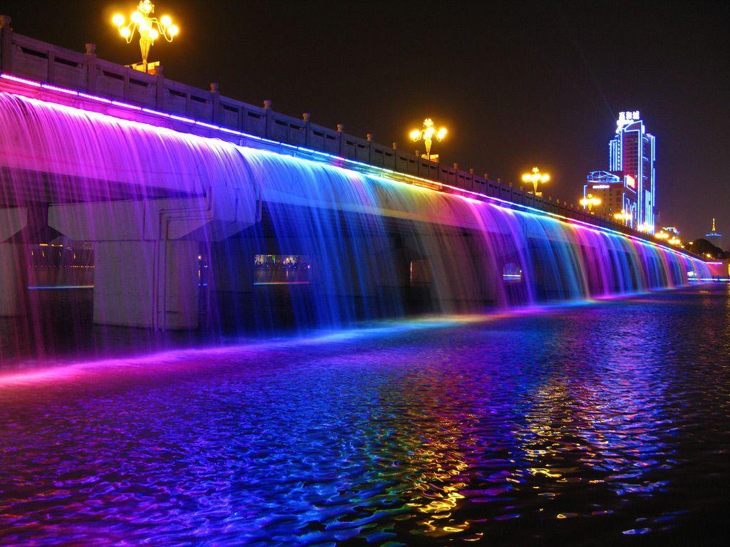 1024x768 Banpo bridge, Seoul, South Korea photo on Sunsurfer. Worlds longest bridge, Rainbow waterfall, South korea