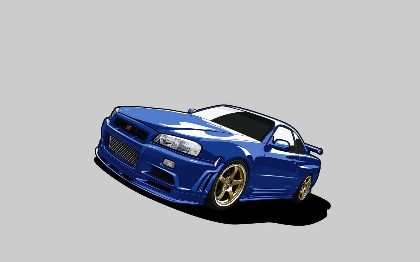 1440x900 Download Wallpaper 1440x900 Nissan, Skyline, Gt R, R Gtr, Blue, Minimalism Widescreen 16:10 HD Background