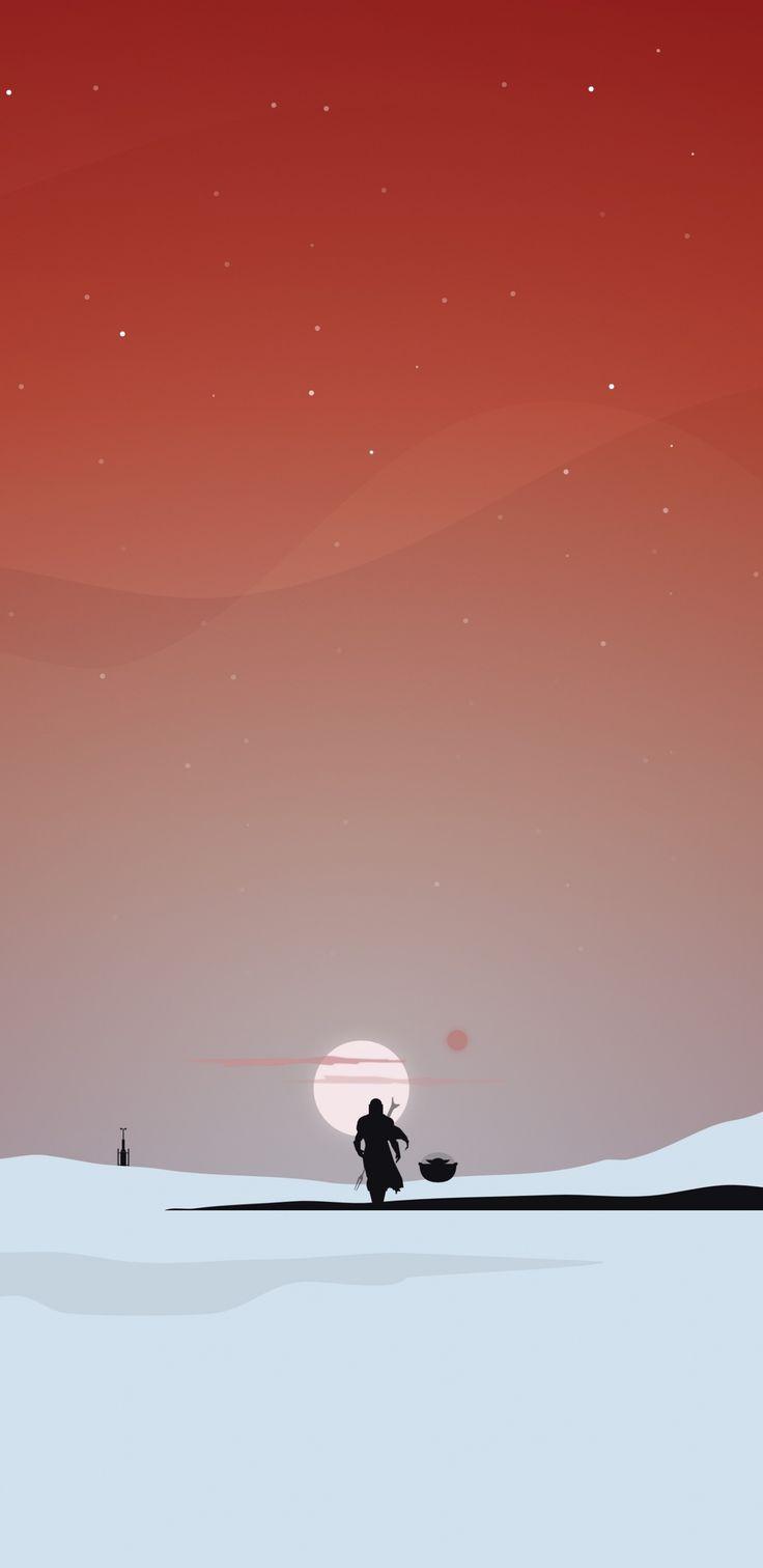 736x1512 Minimal, Star Wars, The Mandalorian, Silhouette, sunset, landscape, 2020 wallpaper. Star wars silhouette, Star wars background, Star wars wallpaper