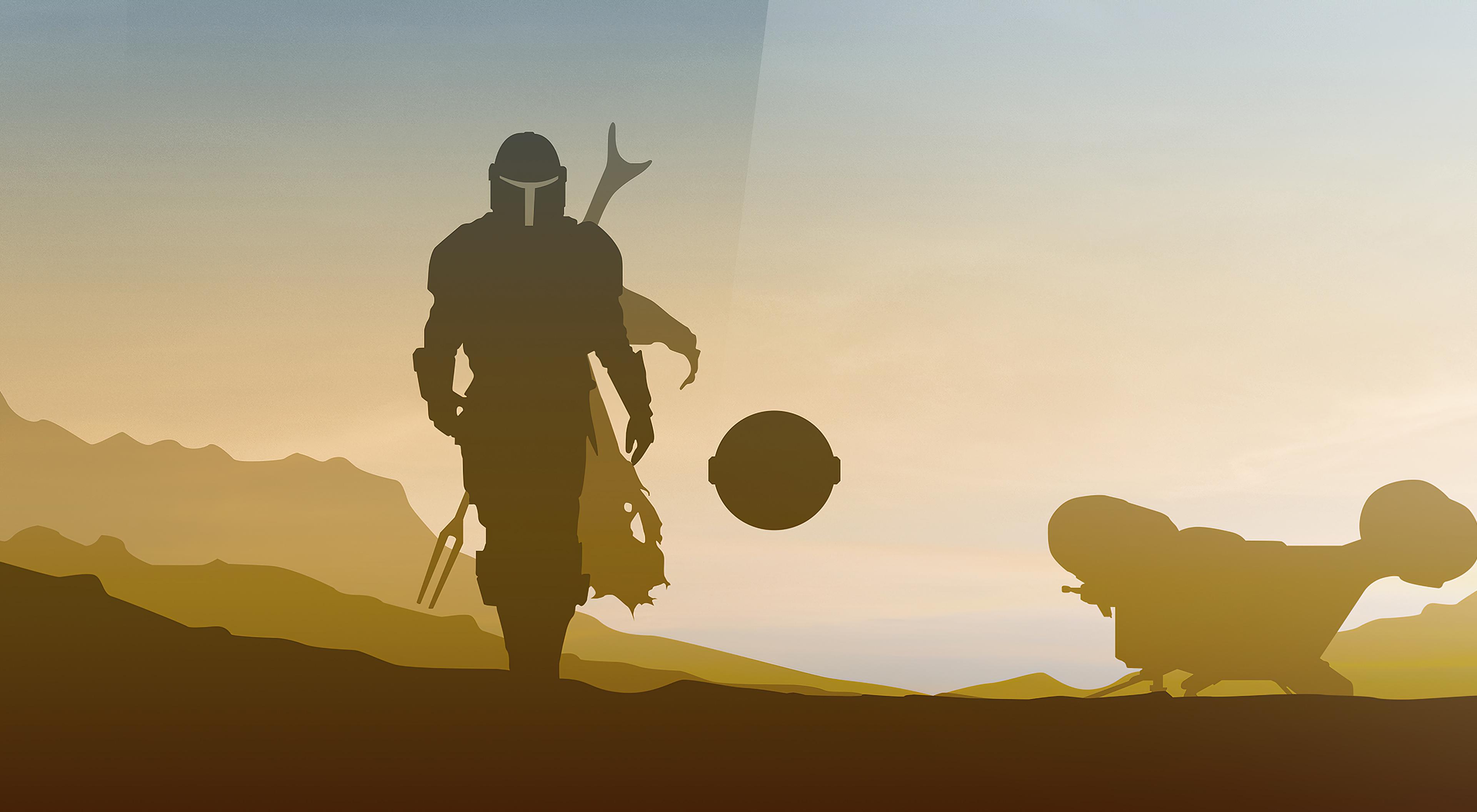 3840x2112 Star Wars The Mandalorian Minimalist Wallpaper HD 4k