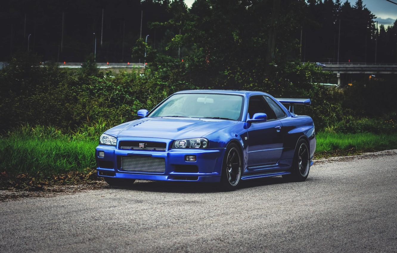 1332x850 Wallpaper Nissan, Blue, Skyline, Road, GT R34 Image For Desktop, Section Nissan
