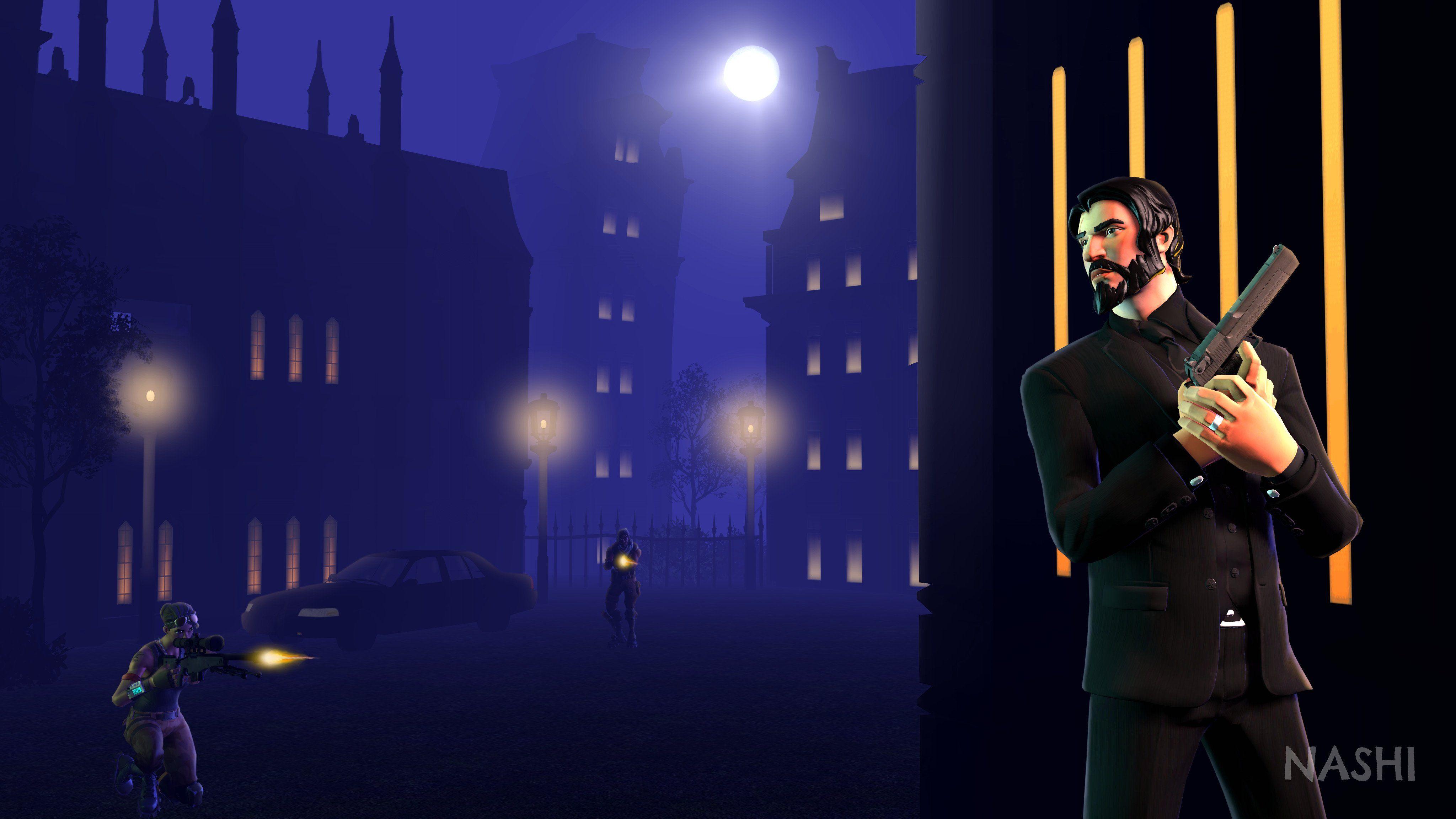 4096x2304 John Wick Fortnite Wallpaper