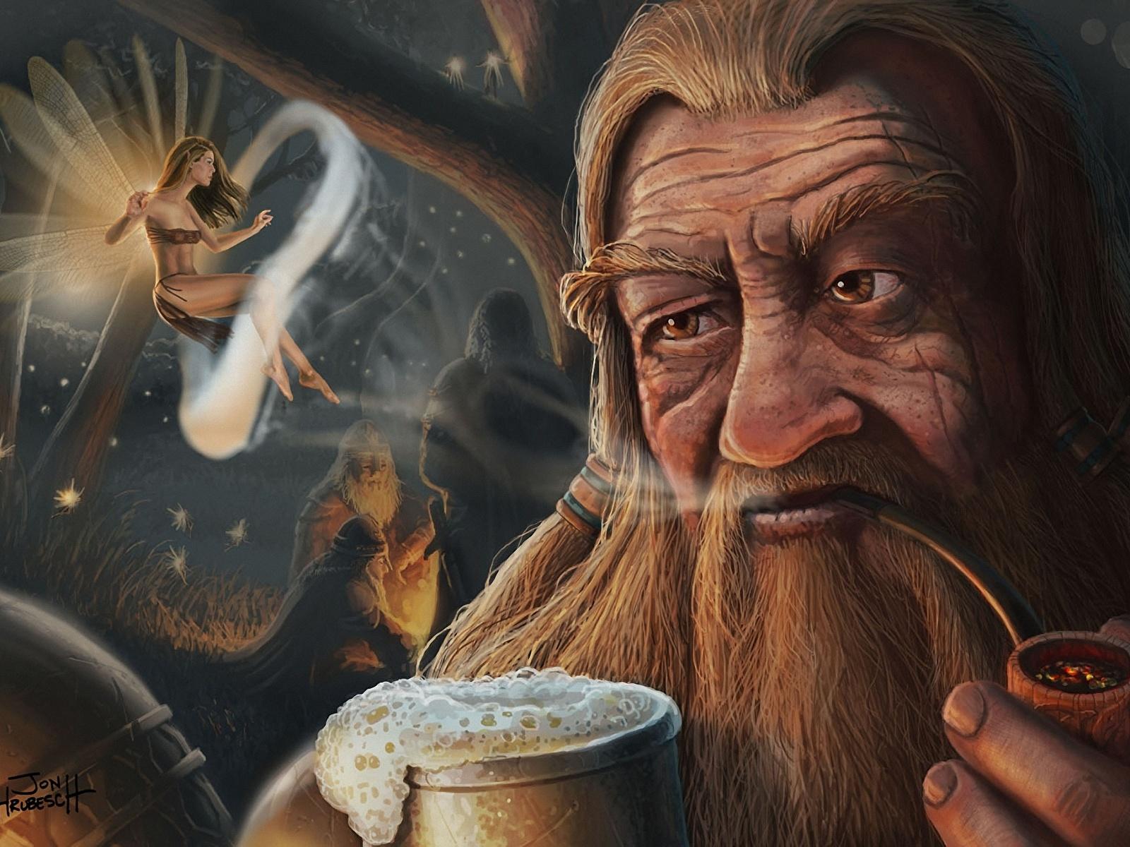 1600x1200 Pipe Smoking Old Man Fantasy