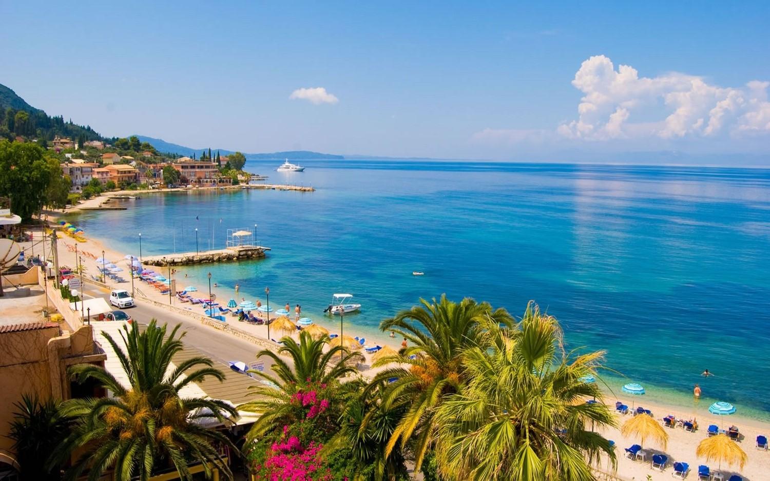 1500x938 landscape, Nature, Beach, Town, Road, Sea, Palm Trees, Summer, Dock, Greece Wallpaper HD / Desktop and Mobile Background