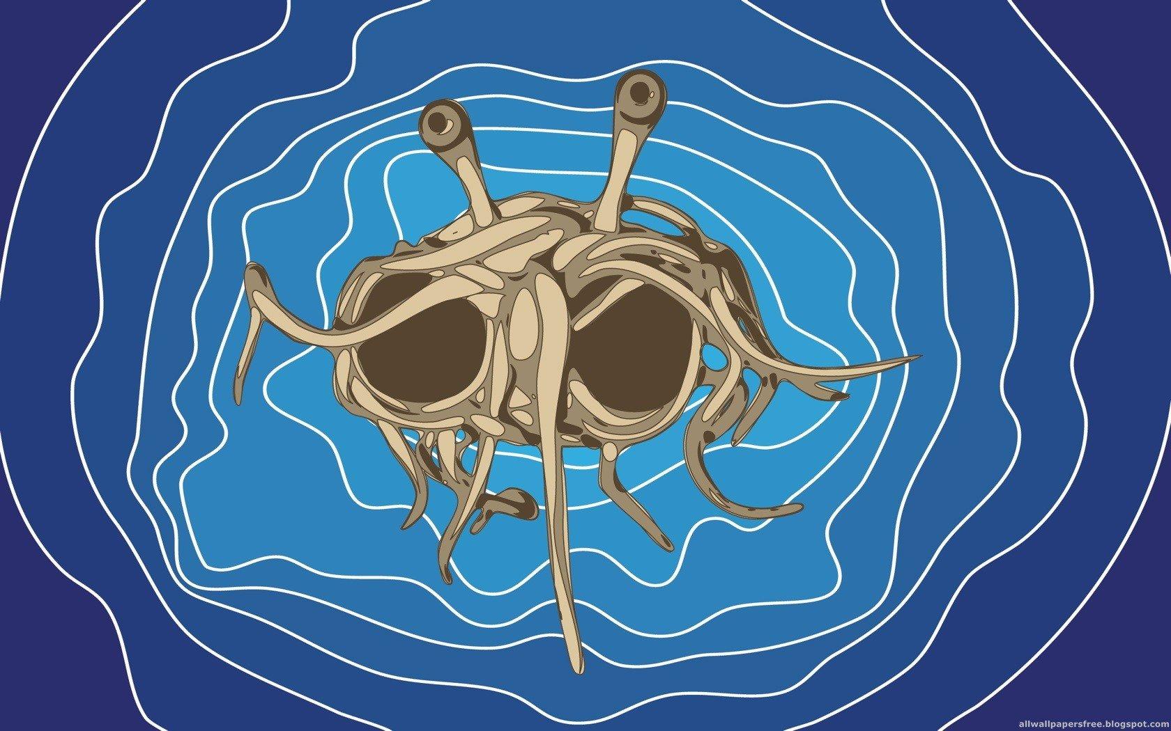 1680x1050 Minimalistic symbol flying spaghetti monster wallpaperx1050