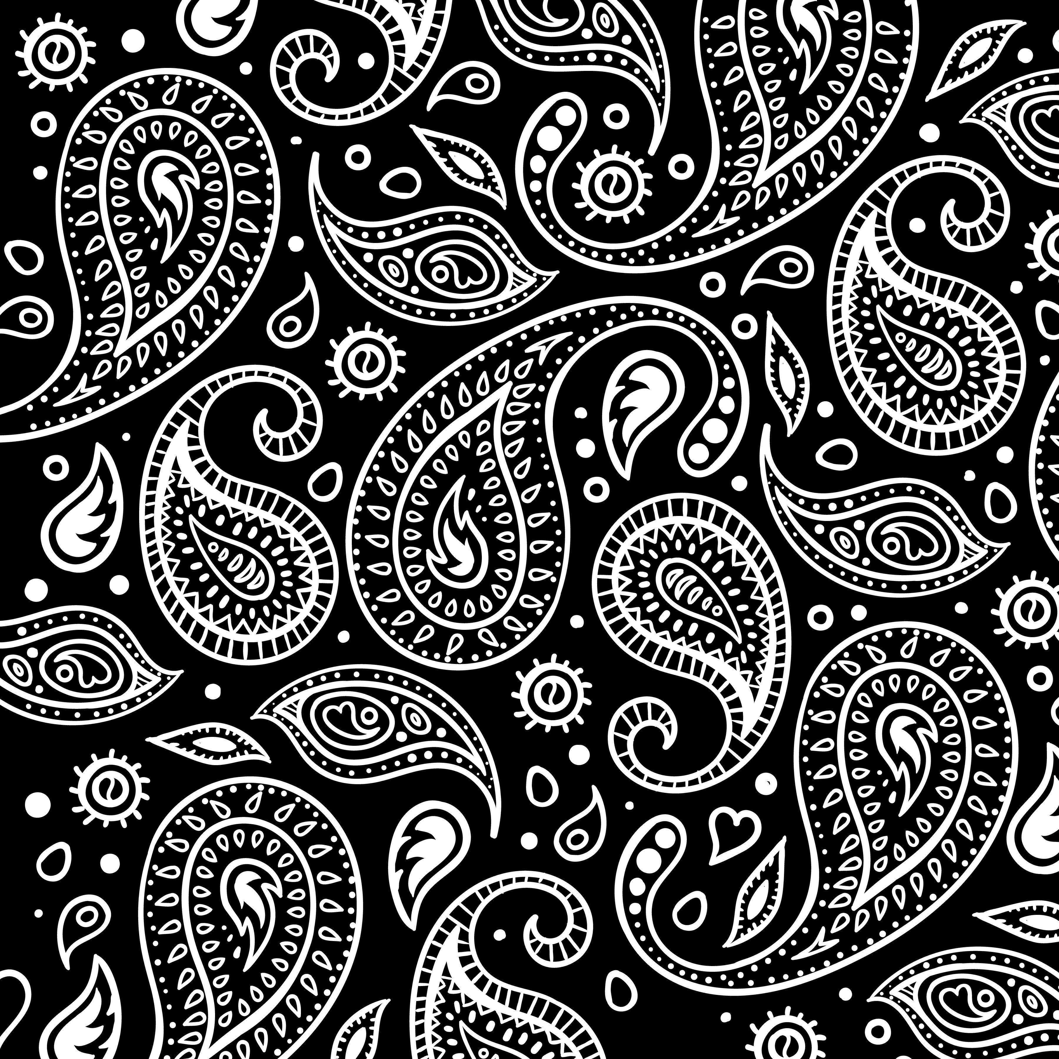 3600x3600 4k White And Black Paisley Wallpaper