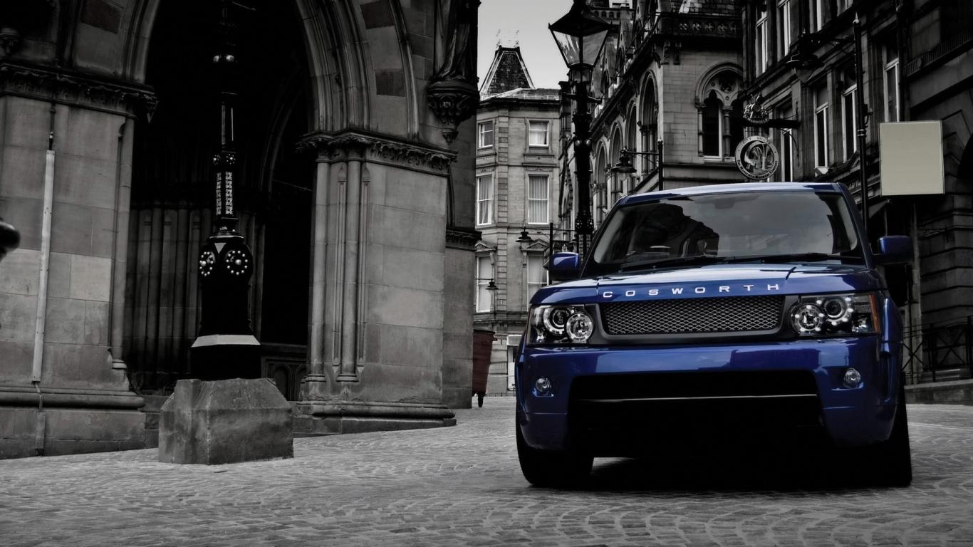 1366x768 Range Rover Cosworth Blue Car HD Desktop Wallpaper Background download