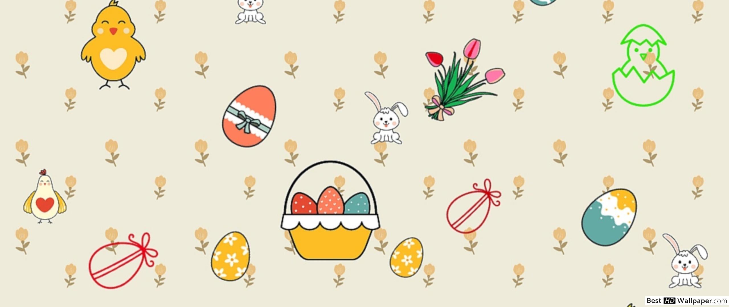 2560x1080 Easter colorful pattern wallpaper HD wallpaper download