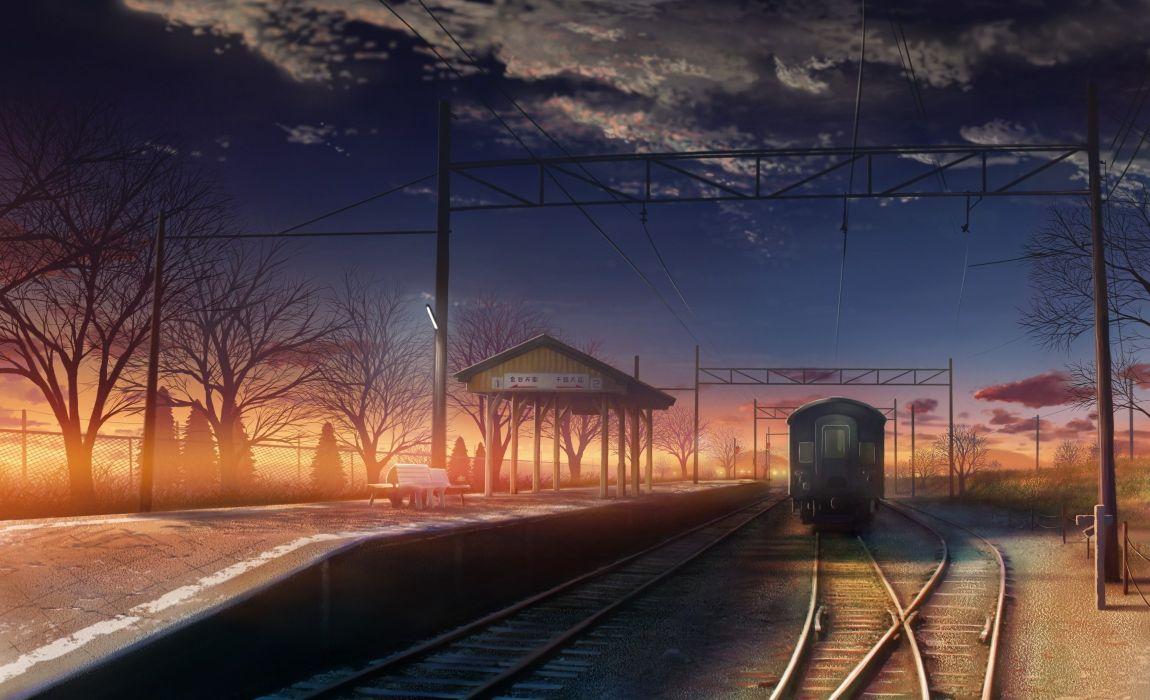 1150x700 Clouds landscapes station trains makoto shinkai train stations