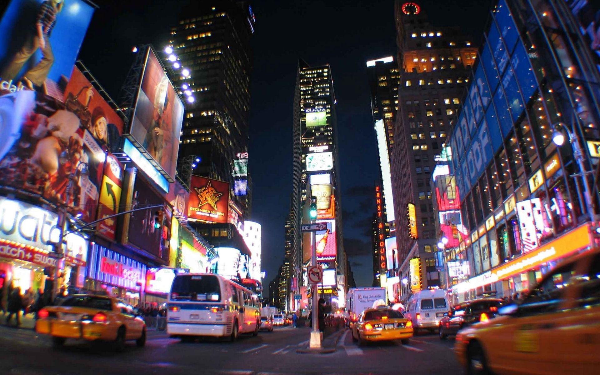 1920x1200 Download wallpaper 1920x1200 new york, city, night, lights, times