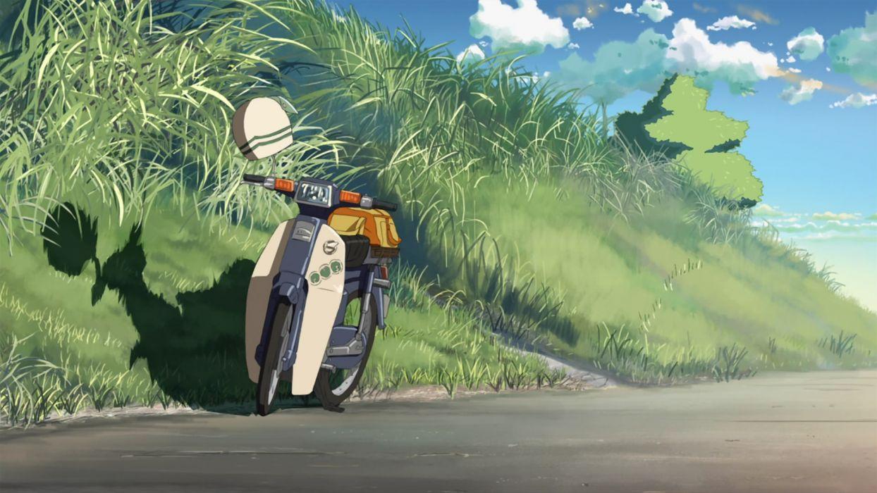 1244x700 Makoto Shinkai 5 Centimeters Per Second anime motorbikes wallpaper