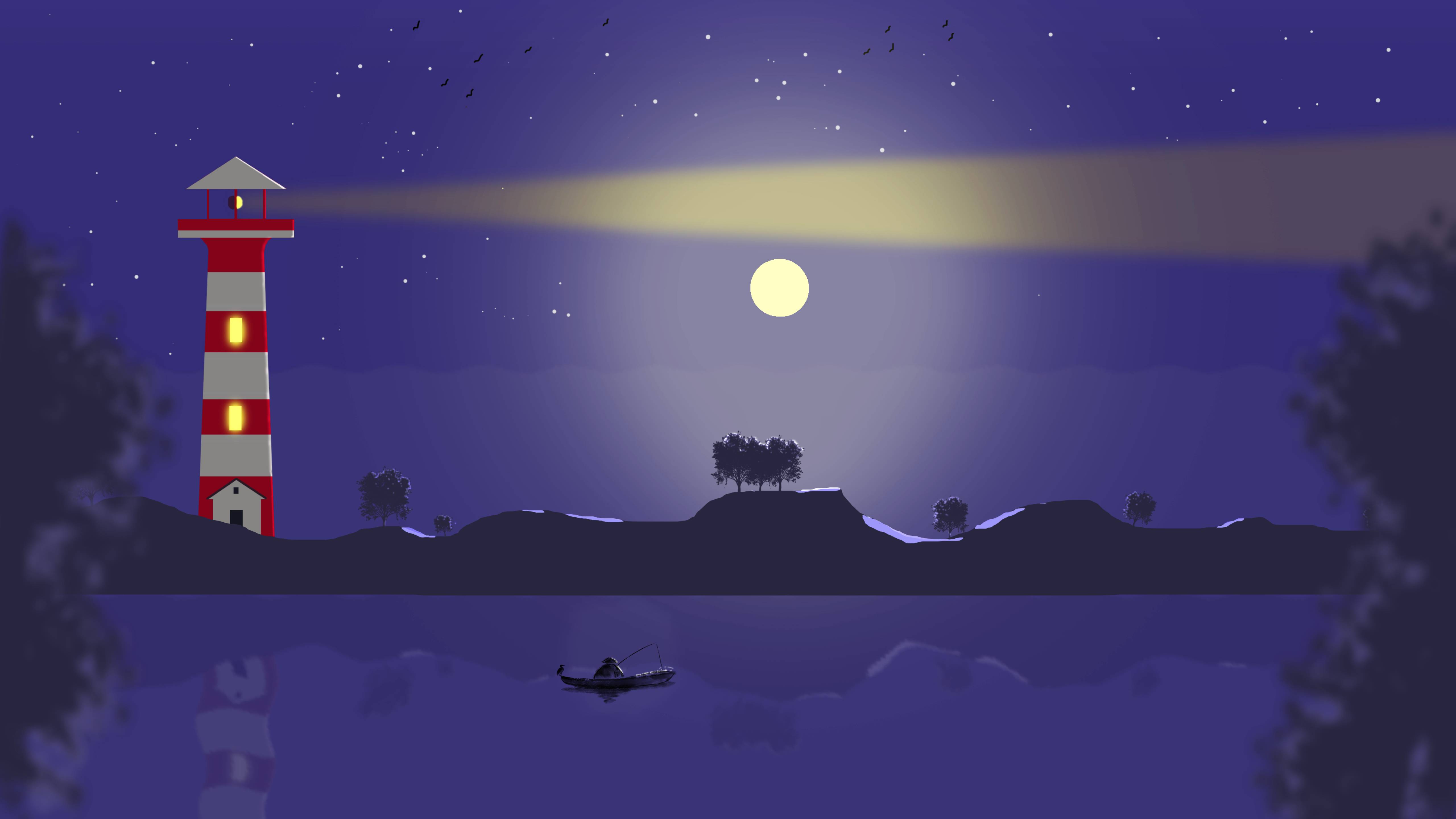 5120x2880 Night Landscape Vector 5K Wallpaper, HD Minimalist 4K Wallpaper, Image, Photo and Background