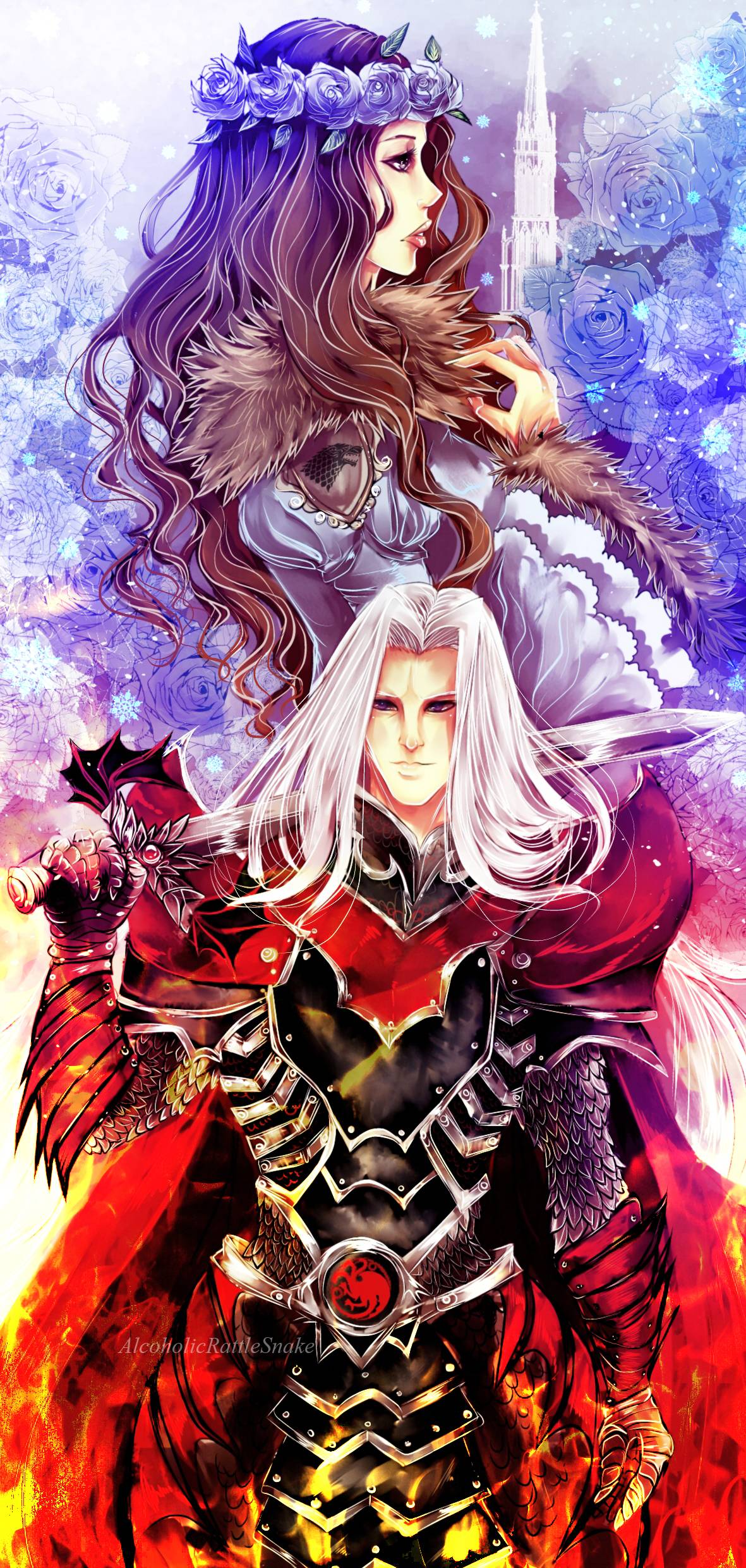 1181x2480 Illustration a song of Ice and Fire stark, rhaegar targaryen (1181x2480)