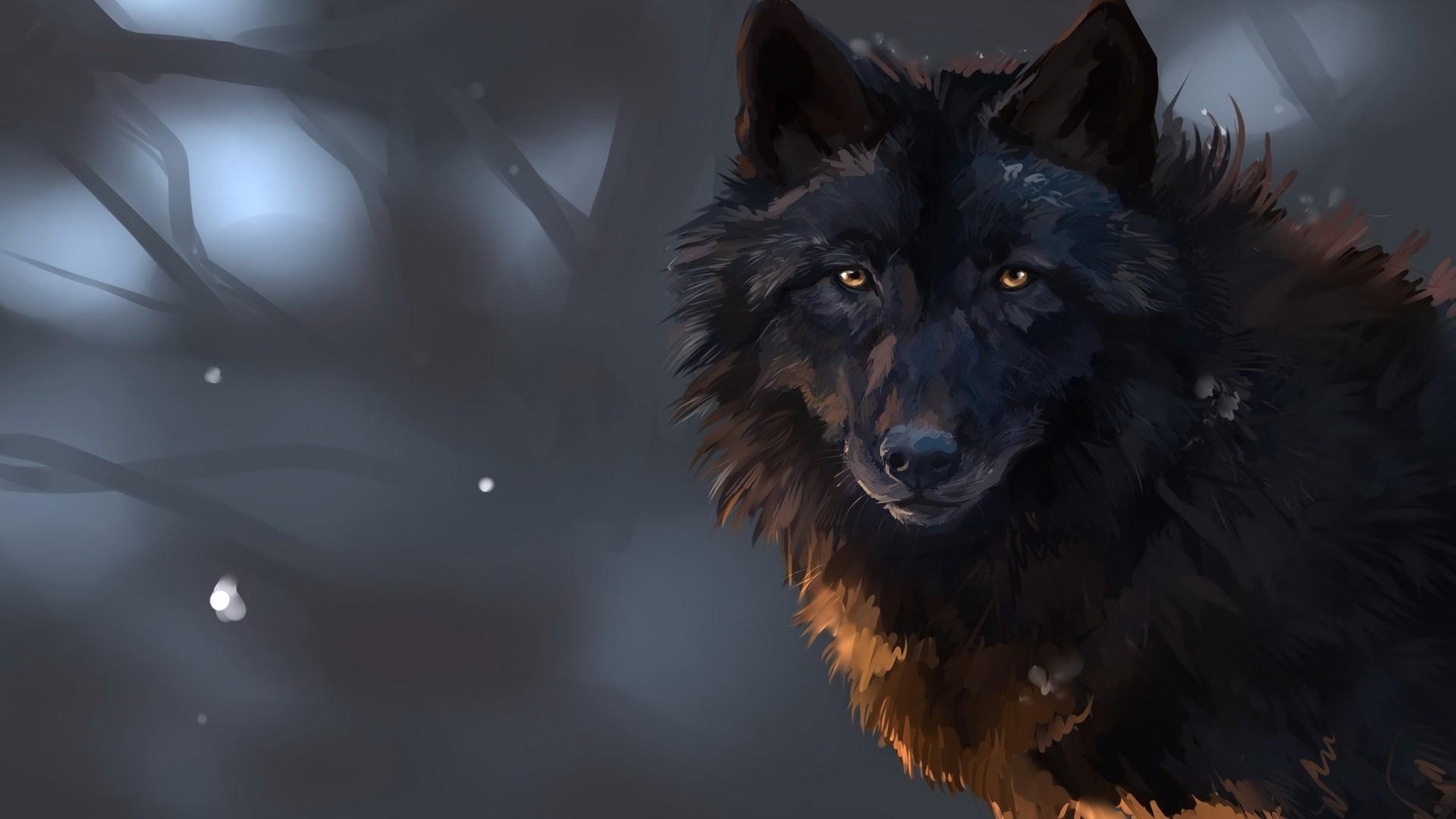 1920x1080 Black Wolf Wallpaper
