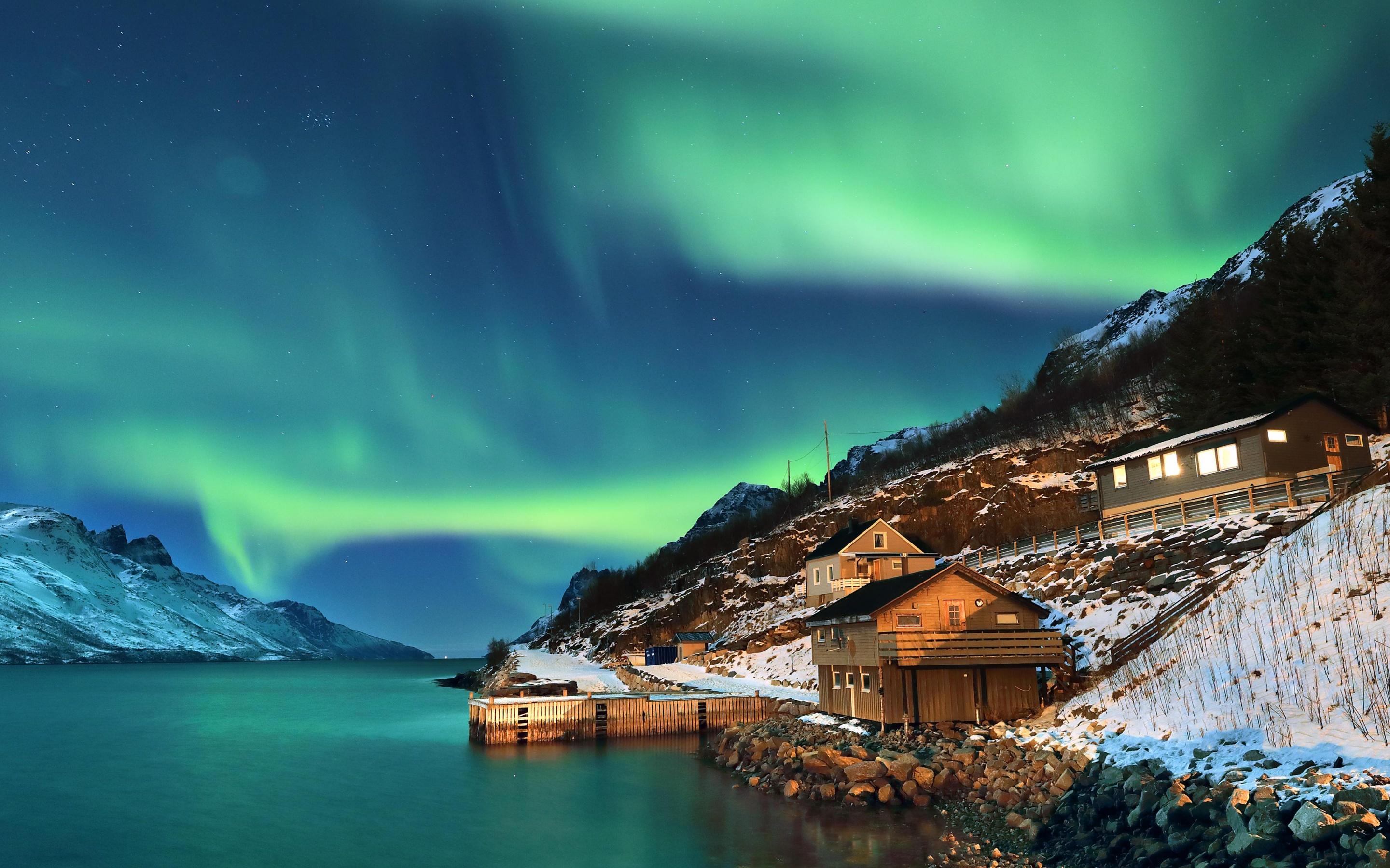 2880x1800 Northern Lights Wallpaper 4K, Aurora Borealis, Norway, Nature