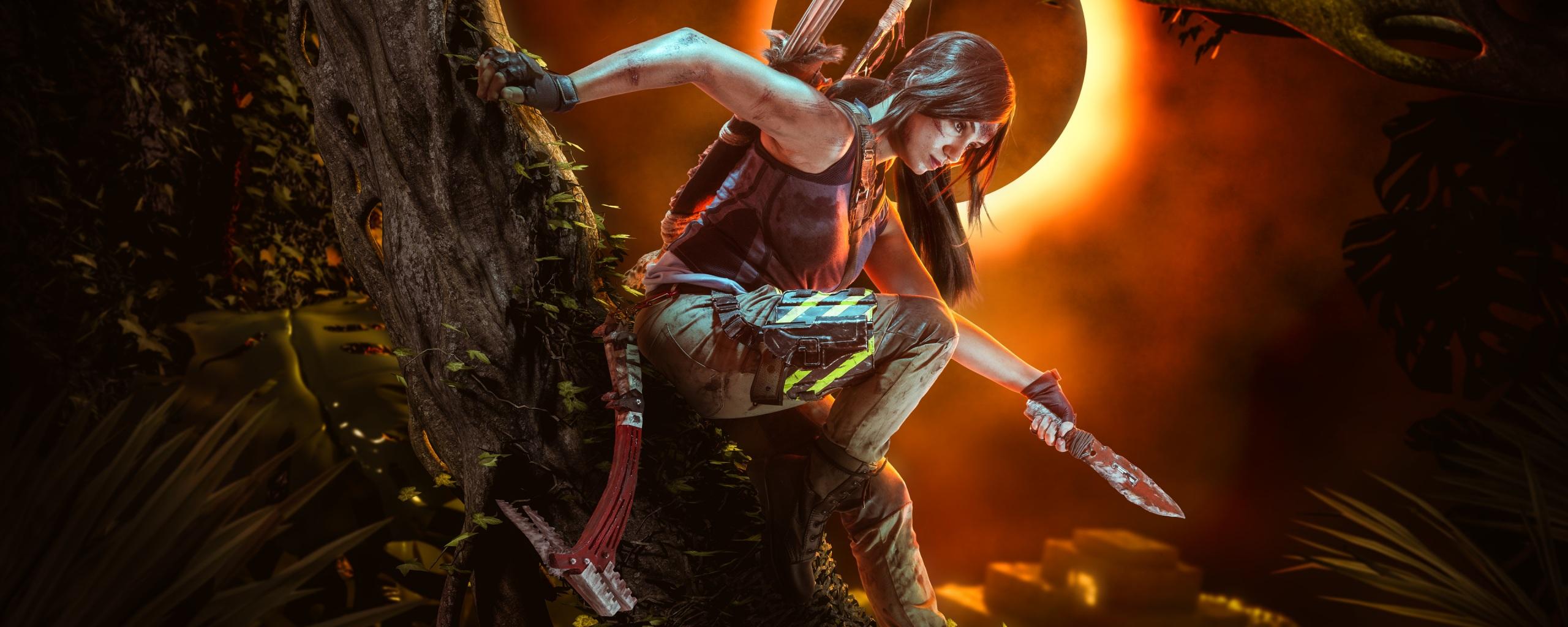 2560x1024 Wallpaper 4k Shadow Of The Tomb Raider Cosplay 5k Wallpaper