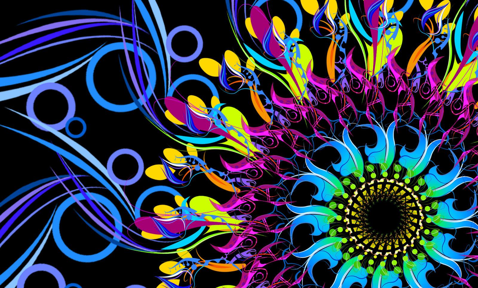 1600x966 neon flower wallpaper, psychedelic art, fractal art, pattern, graphic design, purple