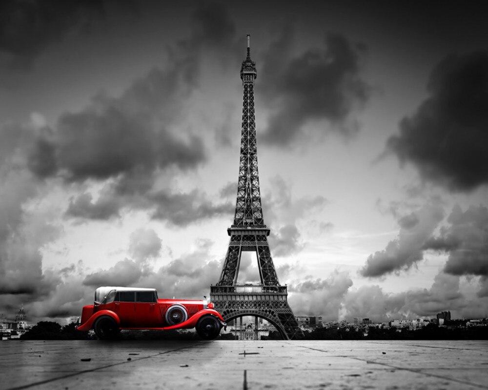 1000x800 Free Shipping Photo Wallpaper Paris Eiffel Tower Black and White Car Wall Custom 3D Living Room Mural Hotel Decoration Wallpaper. Wallpaper