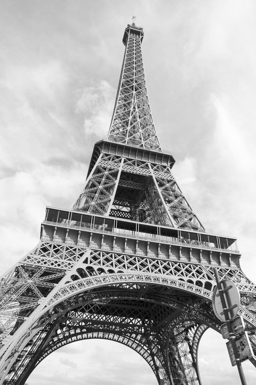 853x1280 Paris France Tower Black And