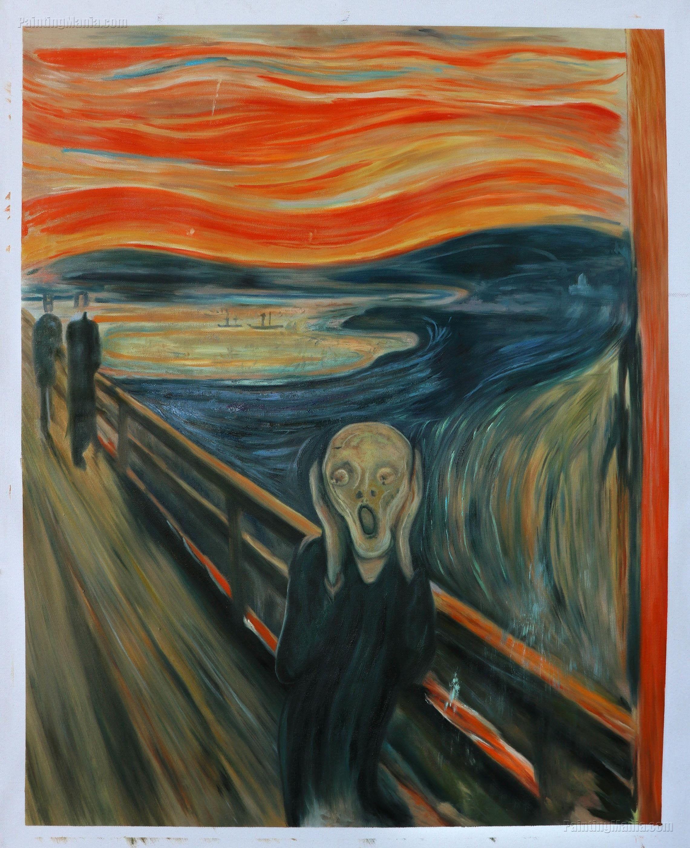 2281x2800 The Scream Munch Hand Painted Oil Painting Reproduction, Figures On Bridge, Sunset With Cloudy Orange Sky Landscape, Study Room Decor. Most Famous Paintings, Famous Art, Edvard Munch