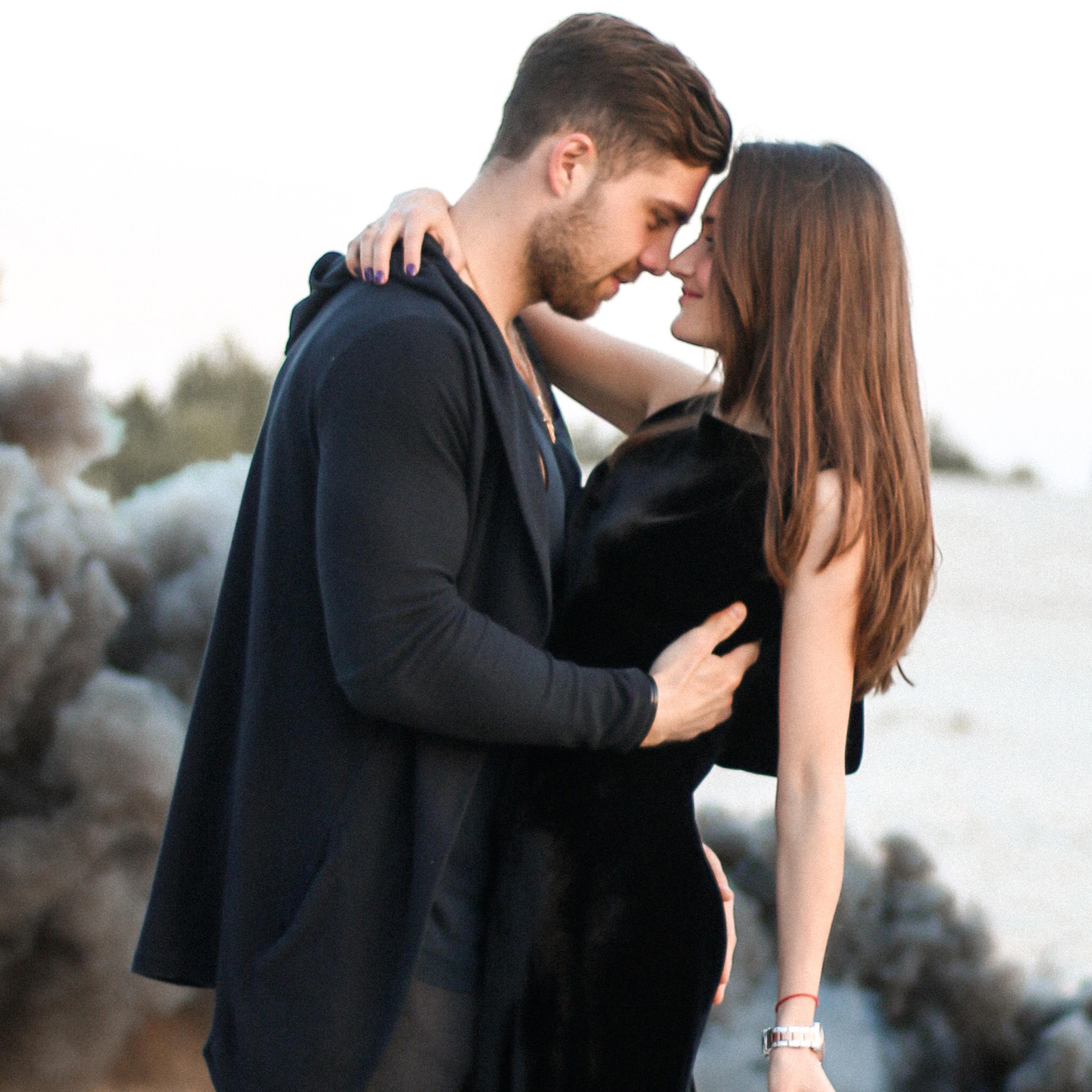 2932x2932 Cute Couple Black Clothing Beach Side iPad Pro Retina Display HD 4k Wallpaper, Image, Background, Photo and Picture