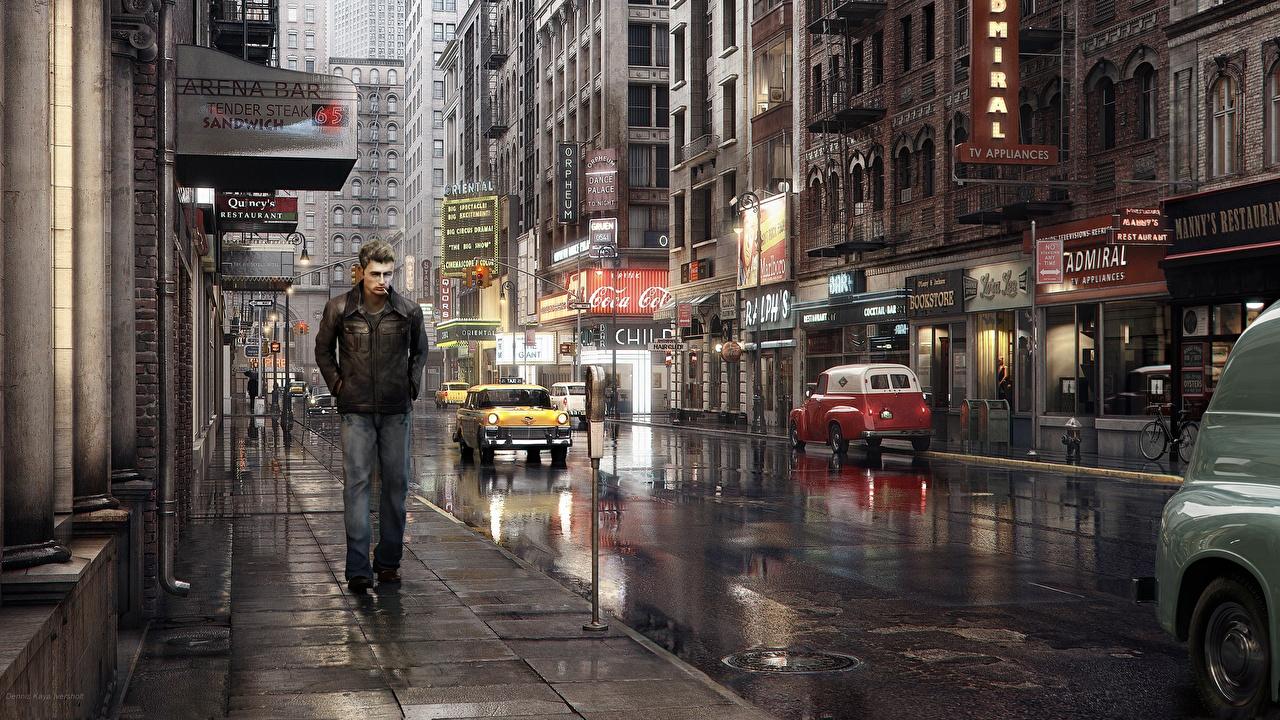 1280x720 Desktop Wallpaper USA teenage guy James Byron Dean Street