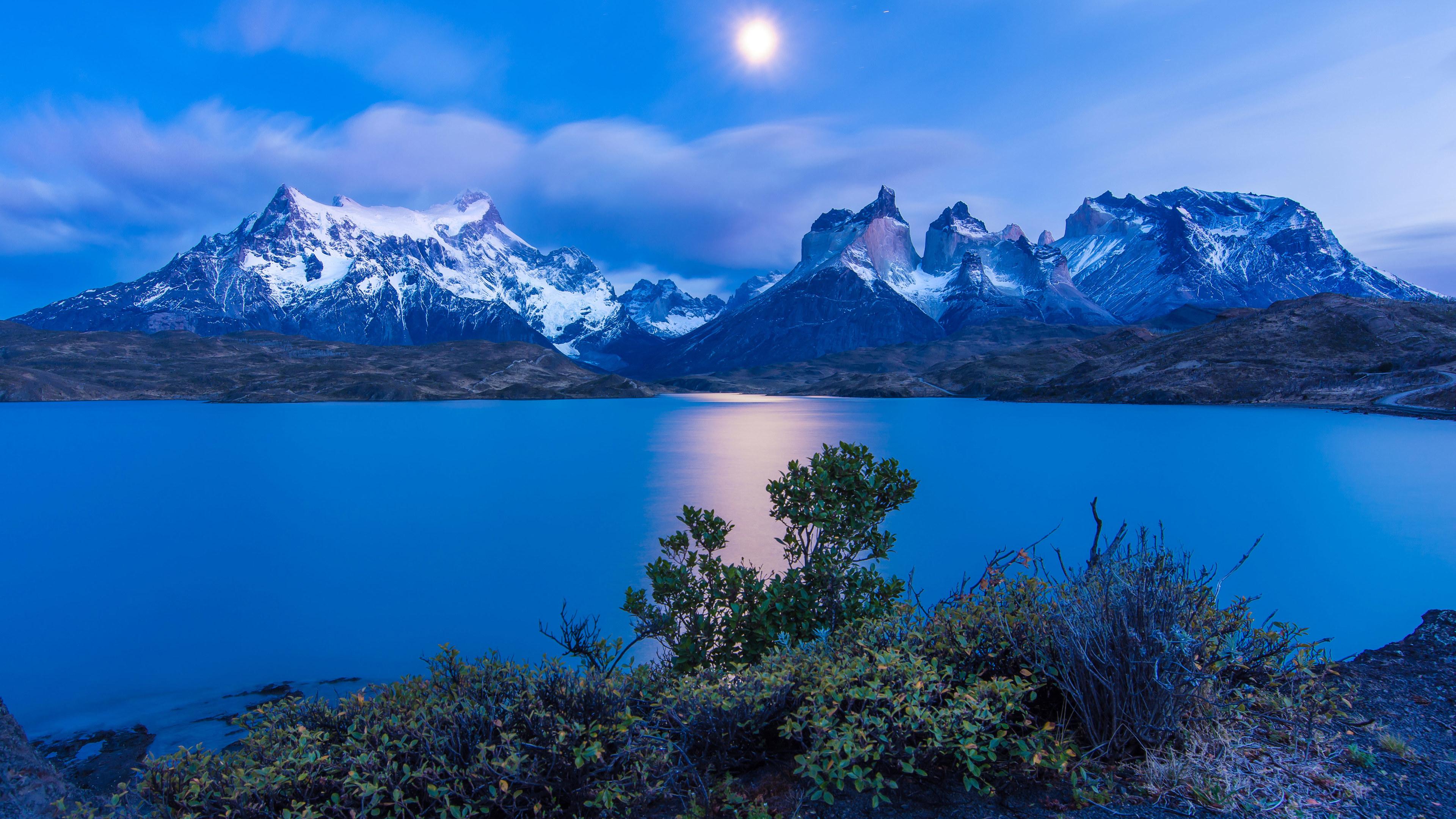 3840x2160 Wallpaper 4k Chile Earth Lake Landscape Moon Night Twilight 4k Wallpaper