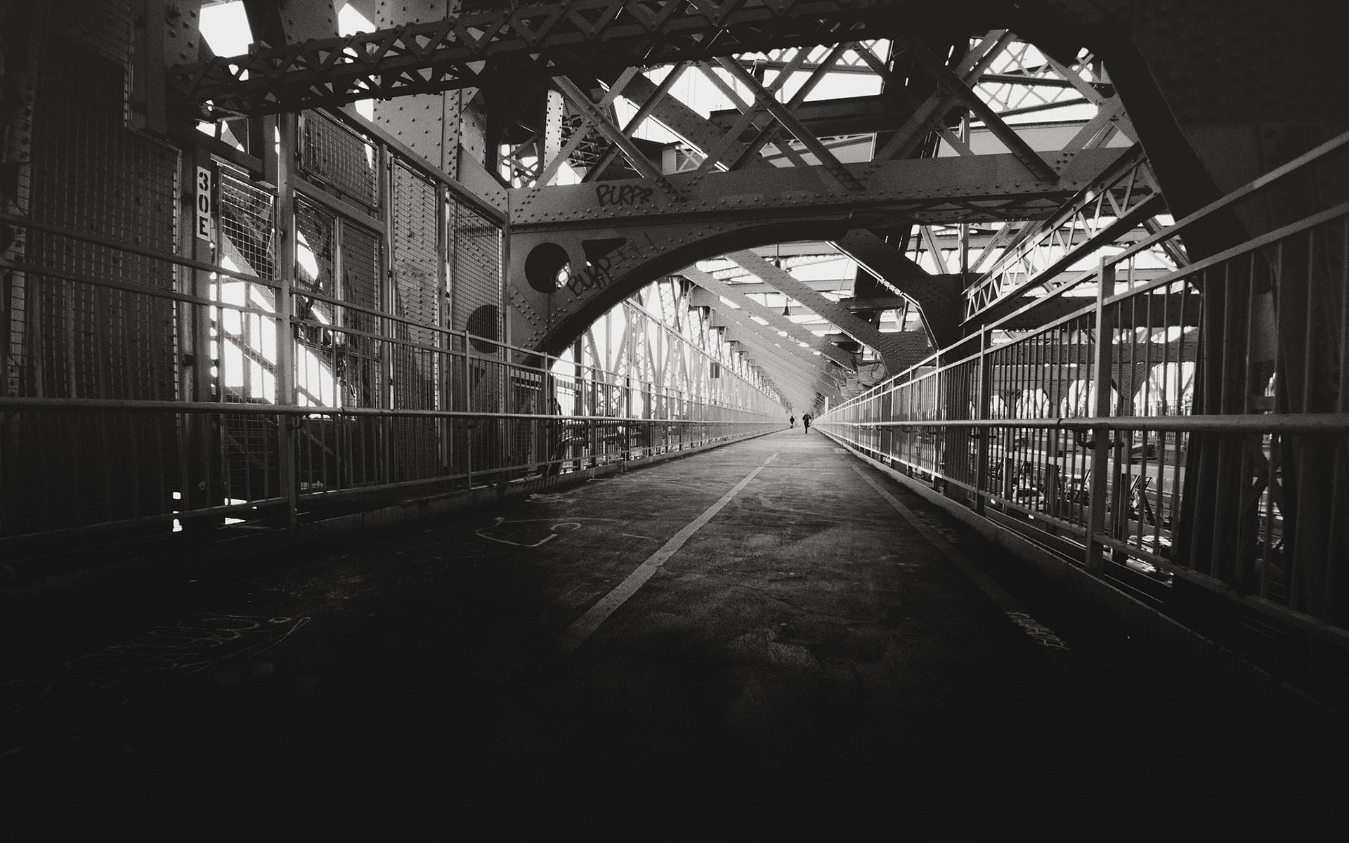 1920x1200 bridge, Bw, Beams, Metal, Path, Trail, Black, White, Sidewalk, Architecture Wallpaper HD / Desktop and Mobile Background