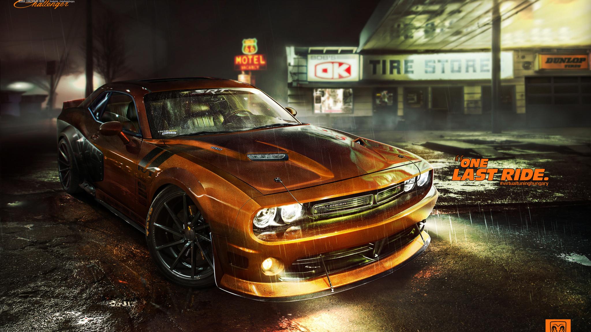 2048x1152 Desktop Wallpaper Dodge Challenger, Orange Sports Car, 4k, HD Image, Picture, Background, Gxjnso