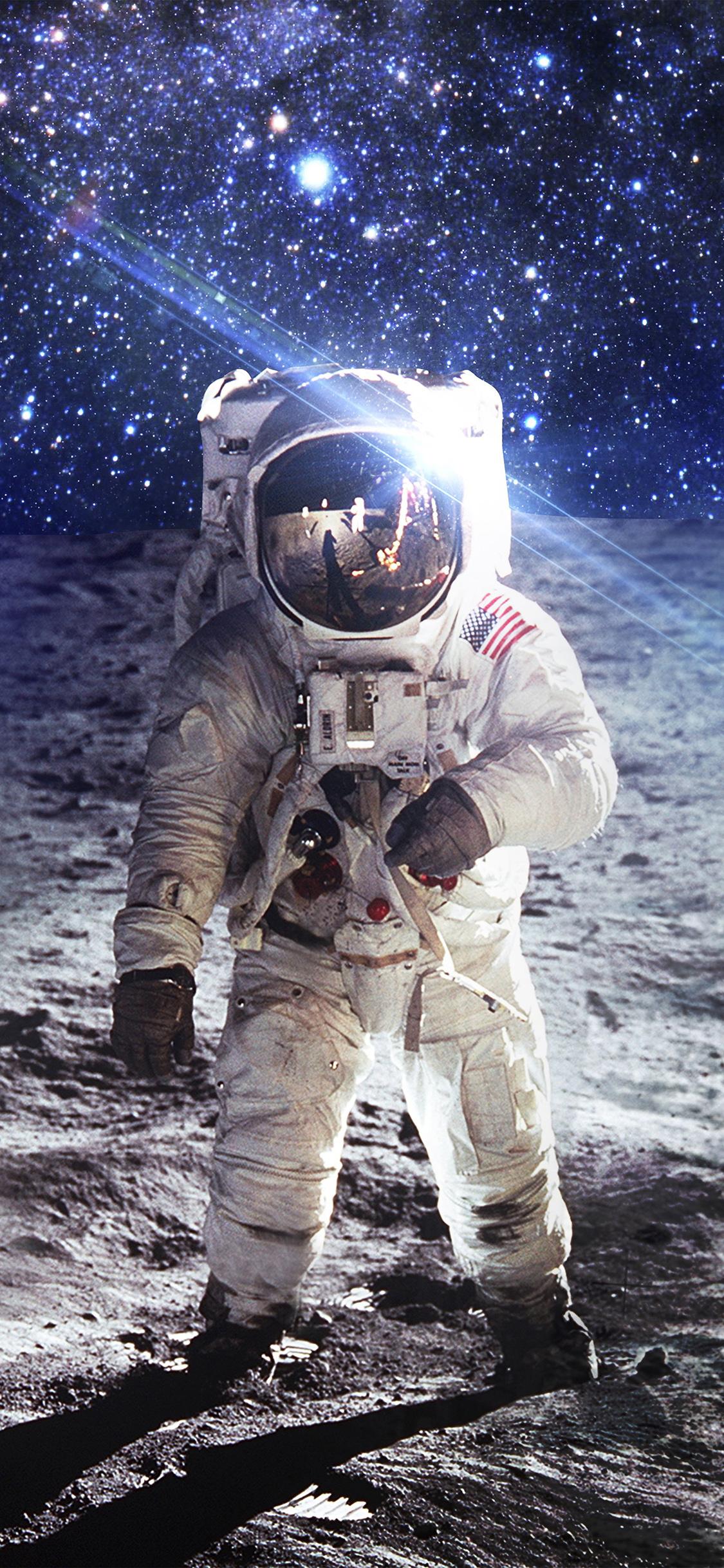 1125x2436 Astronaut Space Art Moon Dark