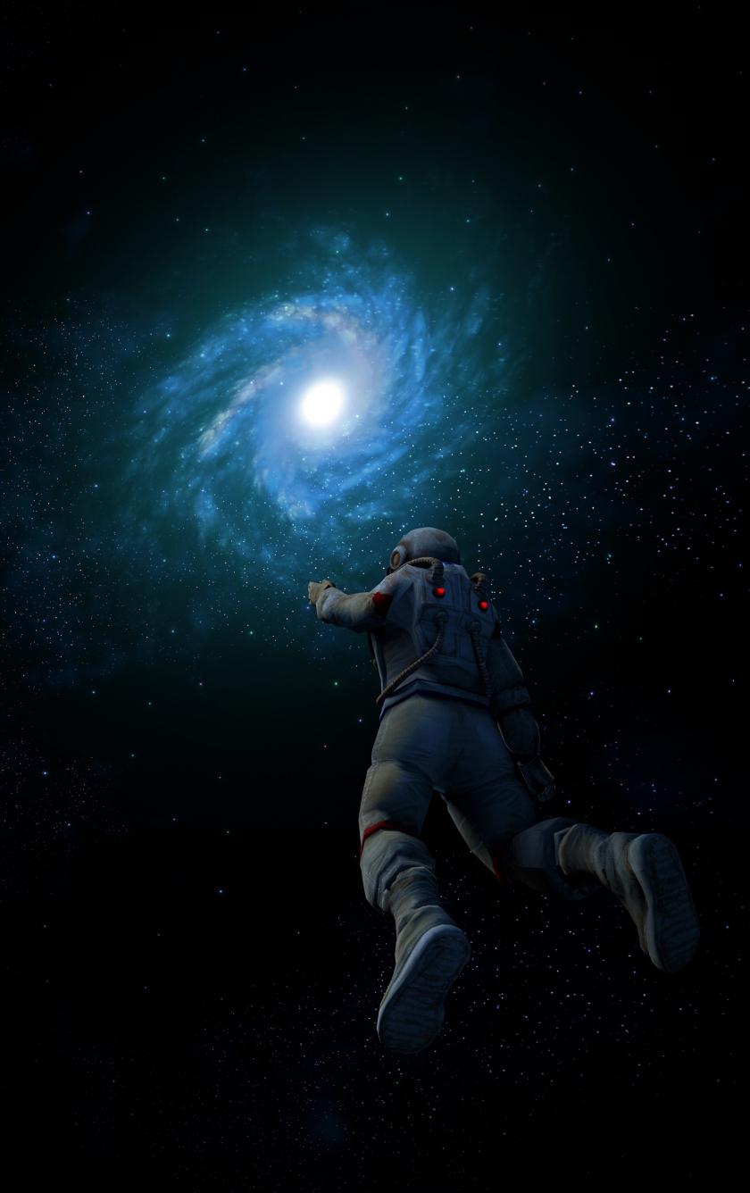 840x1336 Download 840x1336 wallpaper astronaut, spiral galaxy, nebula, cosmos universe, dark, iphone iphone 5s, iphone 5c, ipod touch, 840x1336 HD image, background, 5537