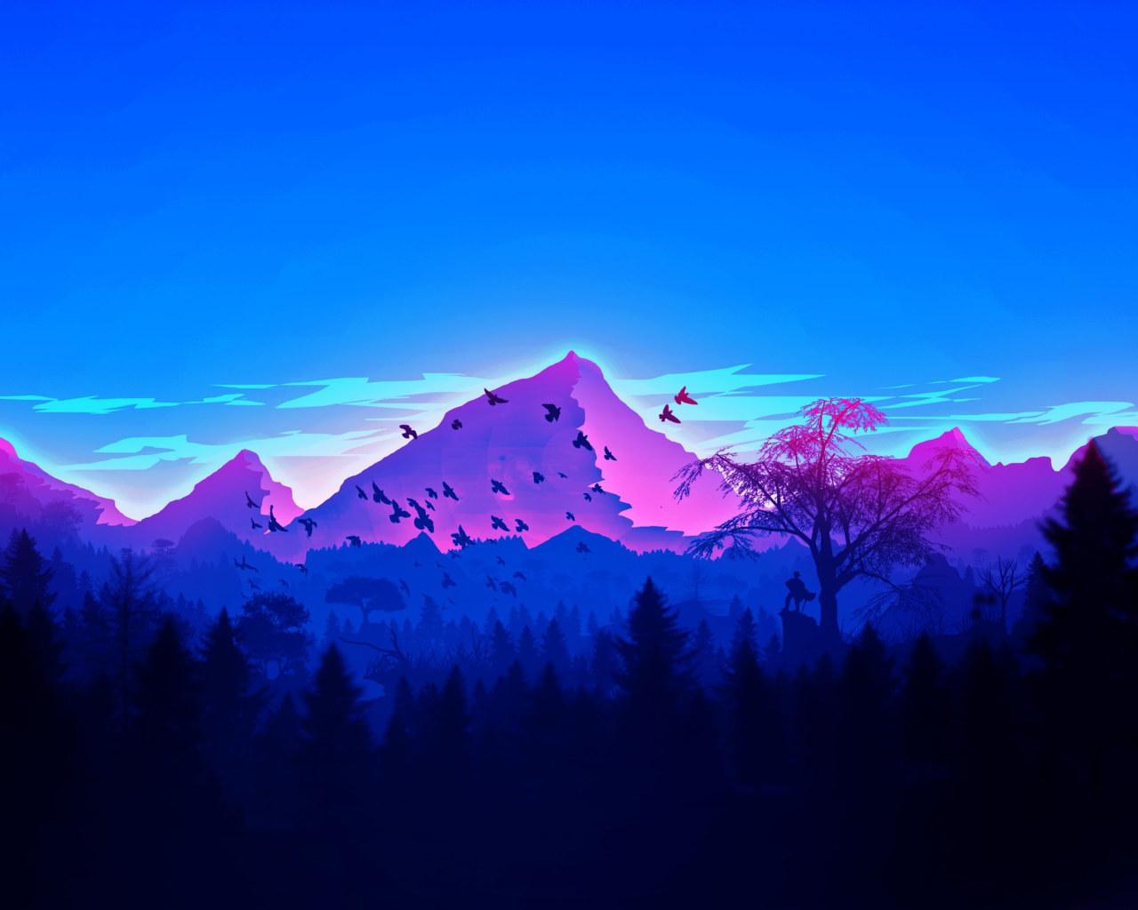 1280x1024 wallpaper artwork, landscape, mountains, forest • Wallpaper For You HD Wallpaper For Desktop & Mobile