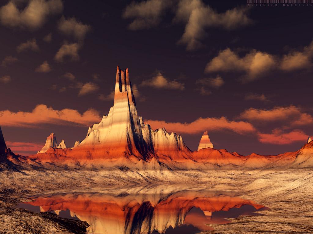 1024x768 Rock mountain fantasy, 1024 x 768pix wallpaper Nature, 3D Digital Art