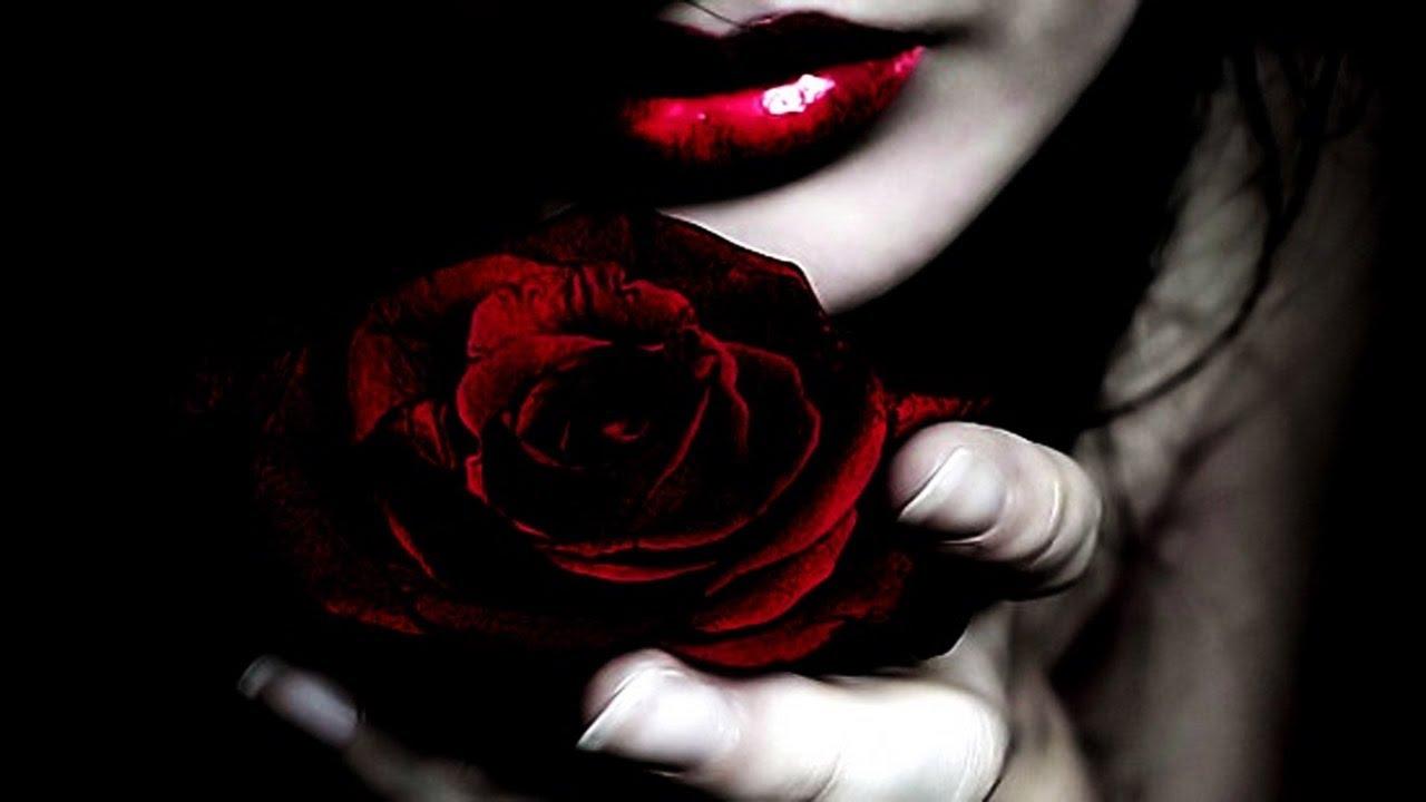 1280x720 Red Lips Rose Background Wallpaper Lips With Rose