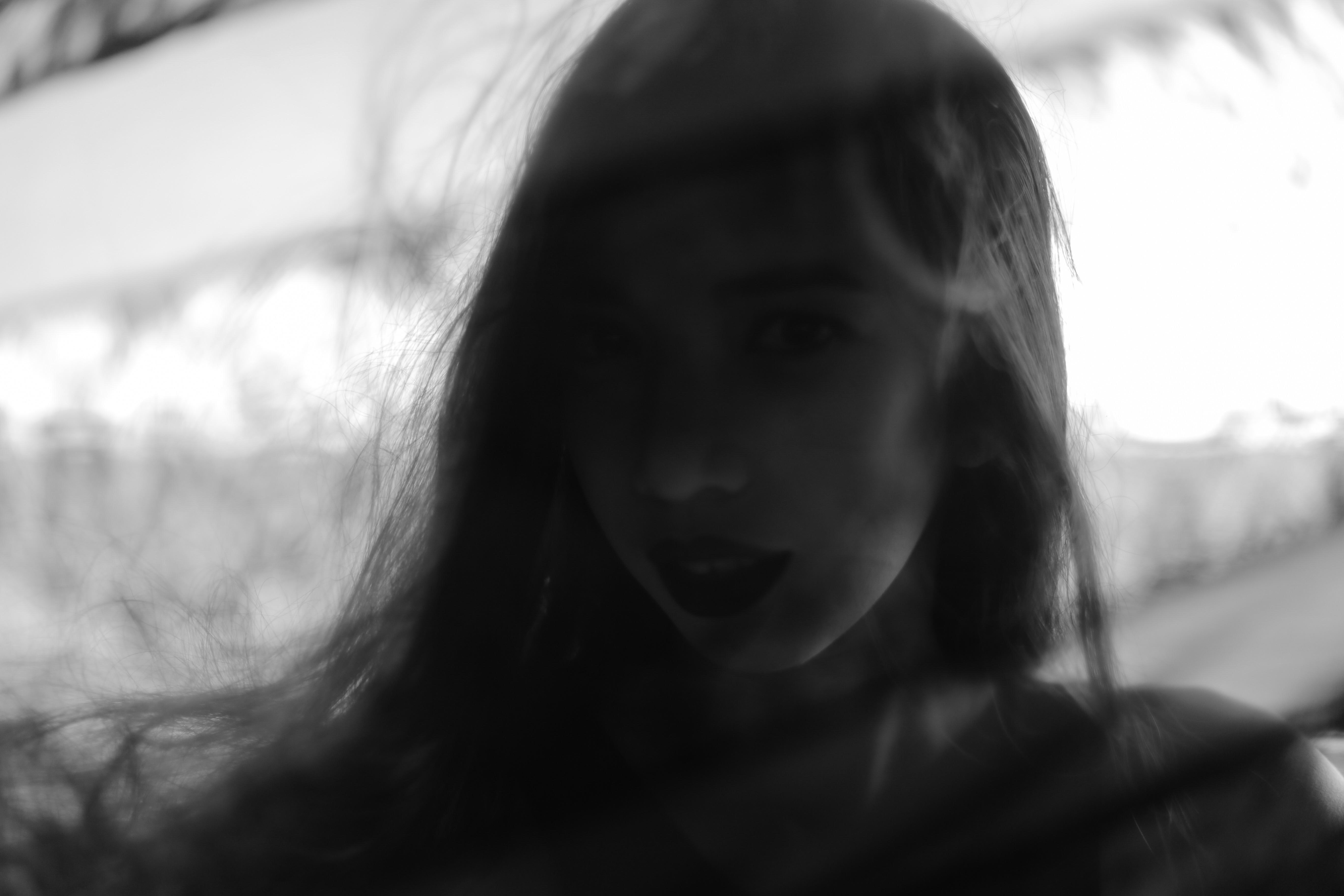 5472x3648 monochrome, Portrait, Women Outdoors, Brunette, Dark, Photography, Black Lipstick, Beach, Lace, Silhouette, Black, Shadow, Self Portraits Wallpaper HD / Desktop and Mobile Background