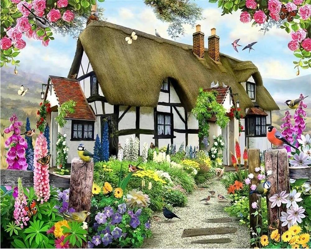 1000x800 Beibehang Custom wallpaper Gorgeous Pastoral English Country Cottage Rose Garden Children's Room TV backdrop mural 3D wallpaper. Wallpaper