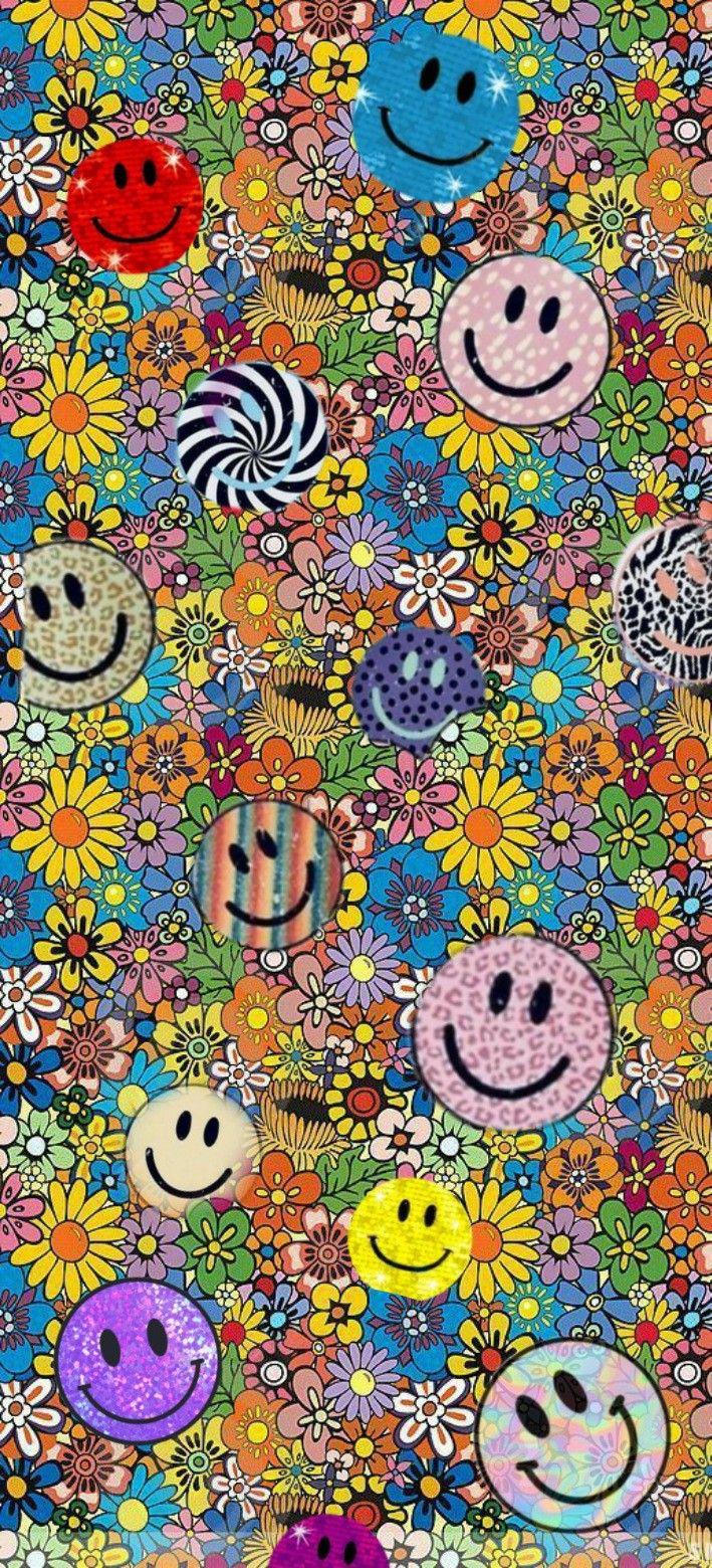 HD wallpaper smiley face illustration psychedelic multi colored  creativity  Wallpaper Flare