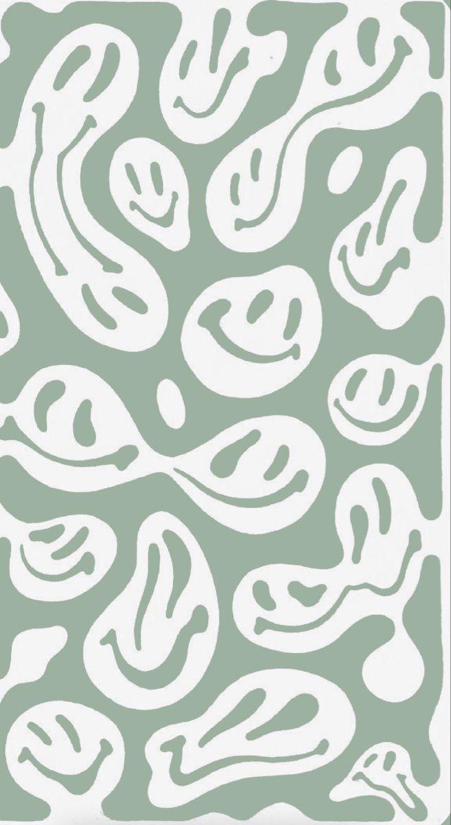 657x1200 Smiley trippy face *sage*. iPhone wallpaper pattern, iPhone wallpaper green, Pretty wallpaper iphone