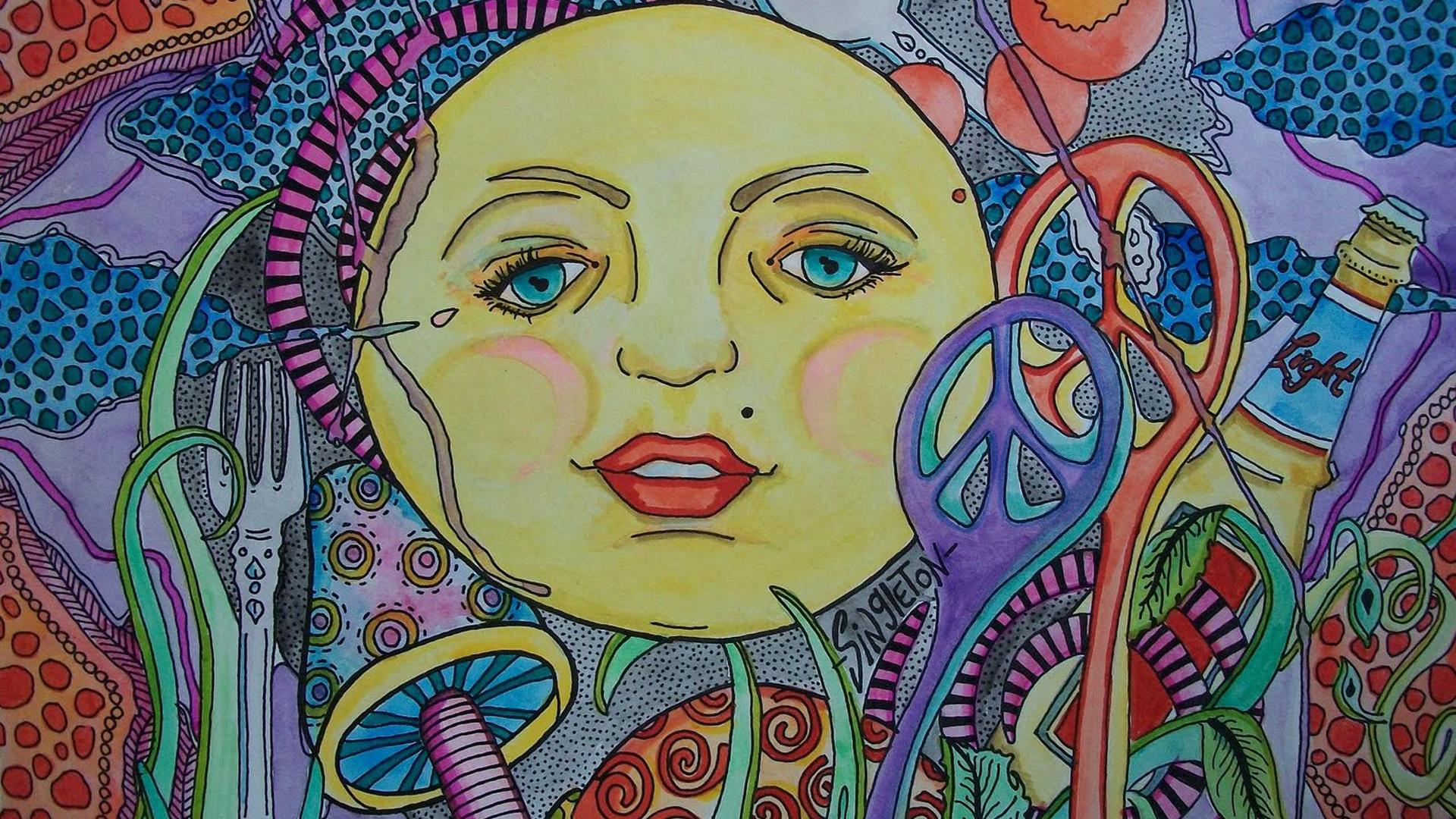 1920x1080 Fantasy Girl Face Hippie HD Trippy Wallpaper