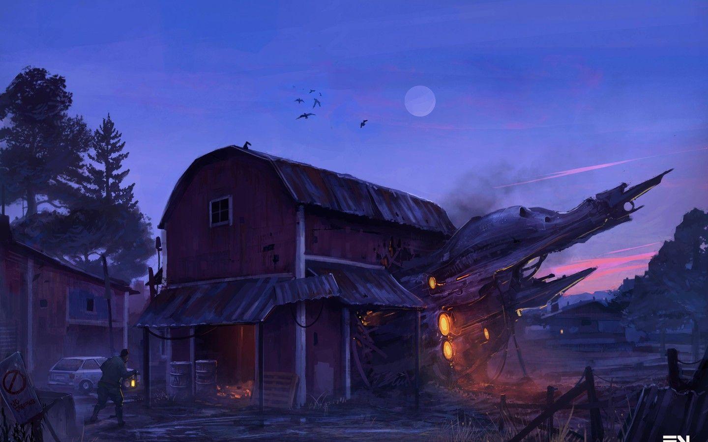 1440x900 Spaceship Wrecked House 4k 1440x900 Resolution HD 4k