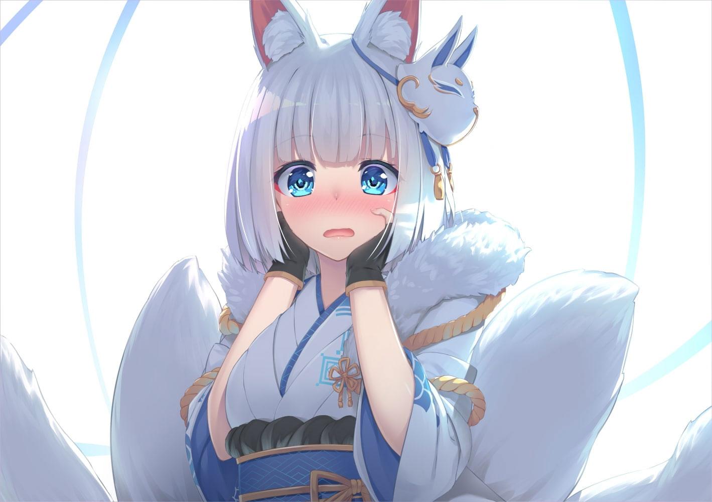 1419x1000 Wallpaper Anime Fox Girl, Shy Expression, Animal Ear • Wallpaper For You HD Wallpaper For Desktop & Mobile