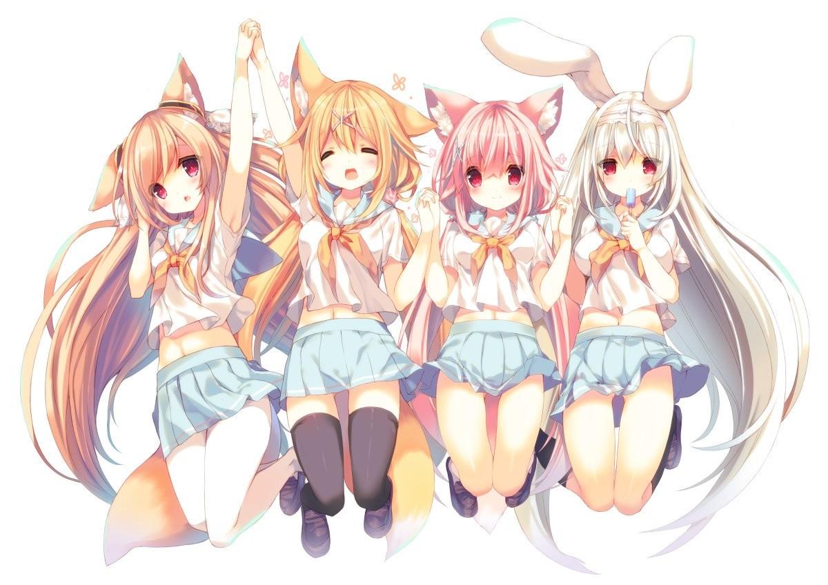 1200x848 #fox Girl, #anime Girls, #bunny Girl, #kitsunemimi, #animal Ears, #thigh Highs, Wallpaper HD Wallpaper