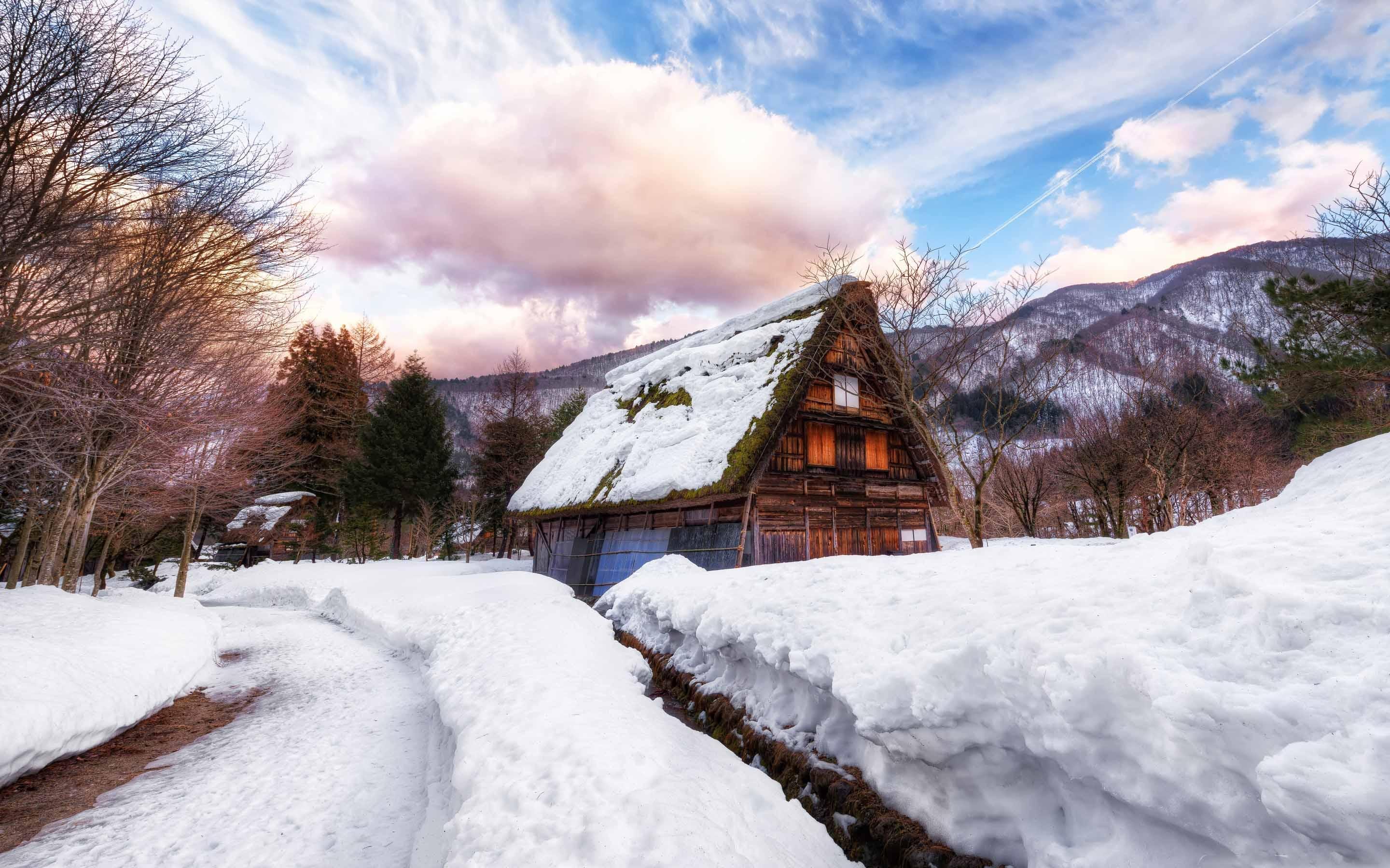 2880x1800 Village In Japan During Winter MacBook Air Wallpaper Download